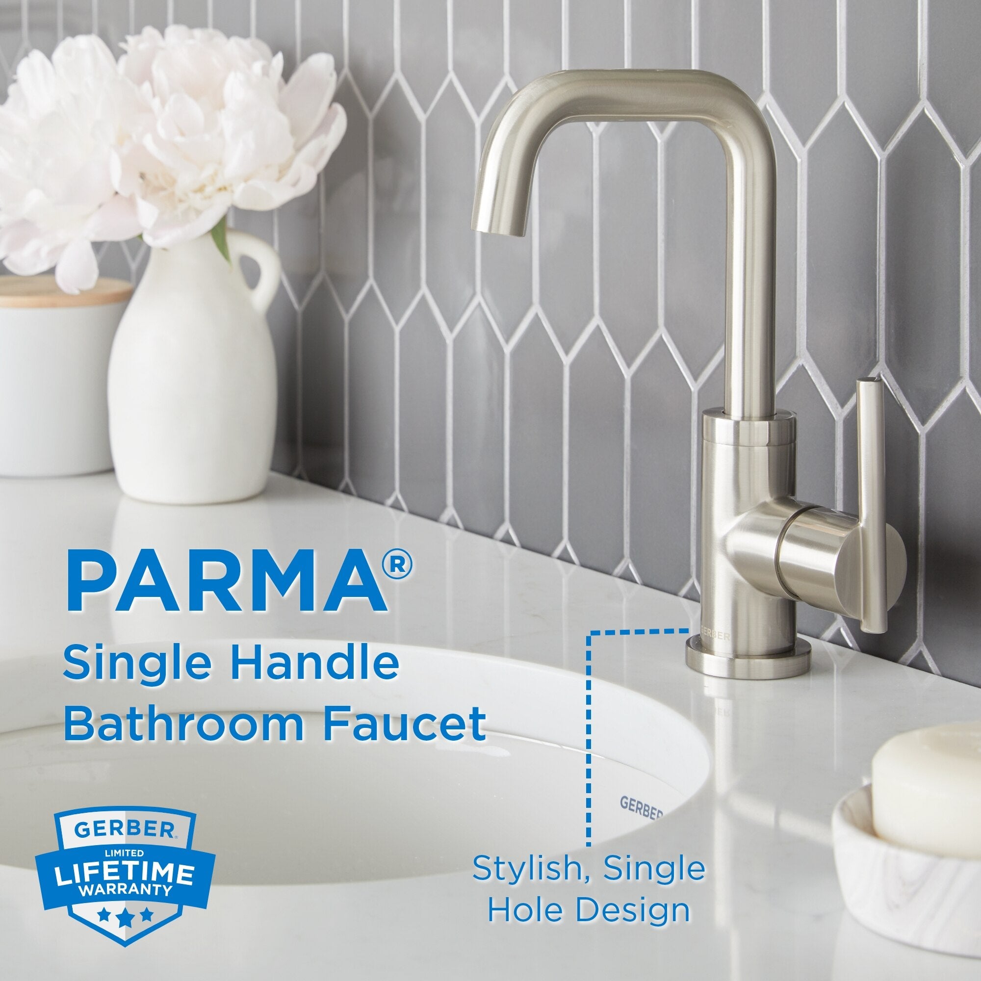 Parma® Single Handle Bathroom Faucet with Metal Touch-Down Drain