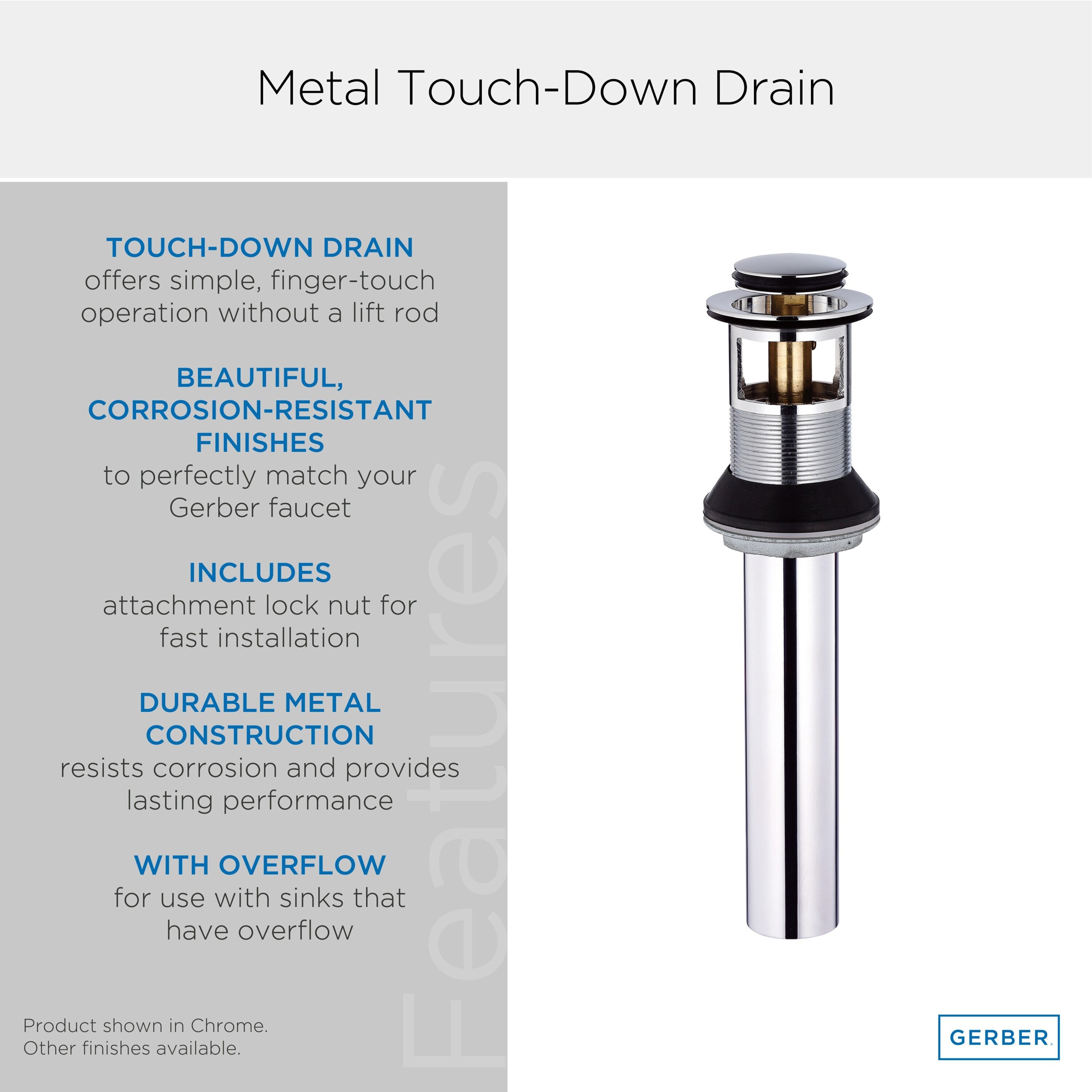 1 1/4" Metal Touch-Down Drain Assembly