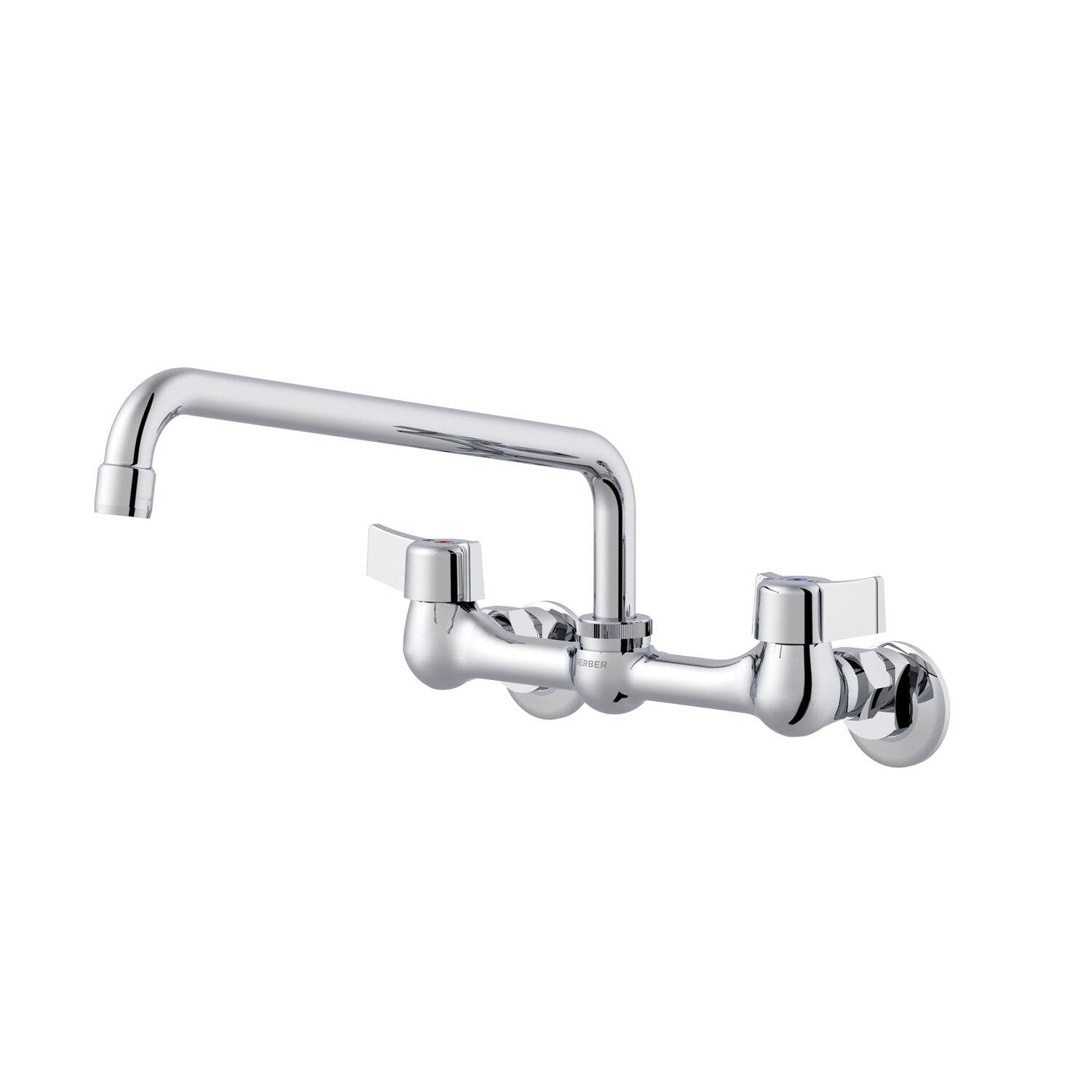Gerber Classics™ Two Handle Wall Mount Kitchen Faucet with Metal Handles and 12" Swing Spout