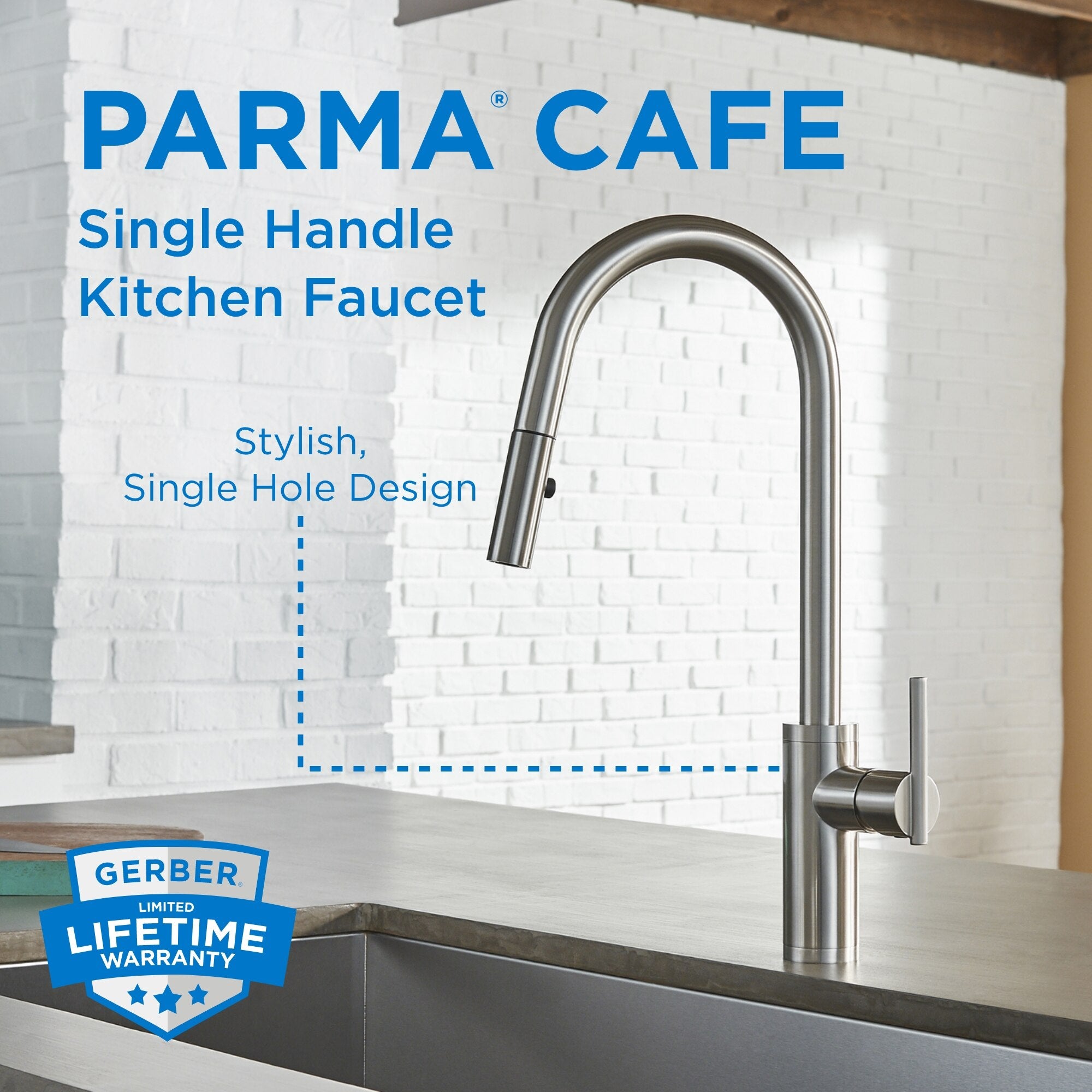 Parma® Cafe Single Handle Pull-Down Kitchen Faucet, 1.75 gpm,