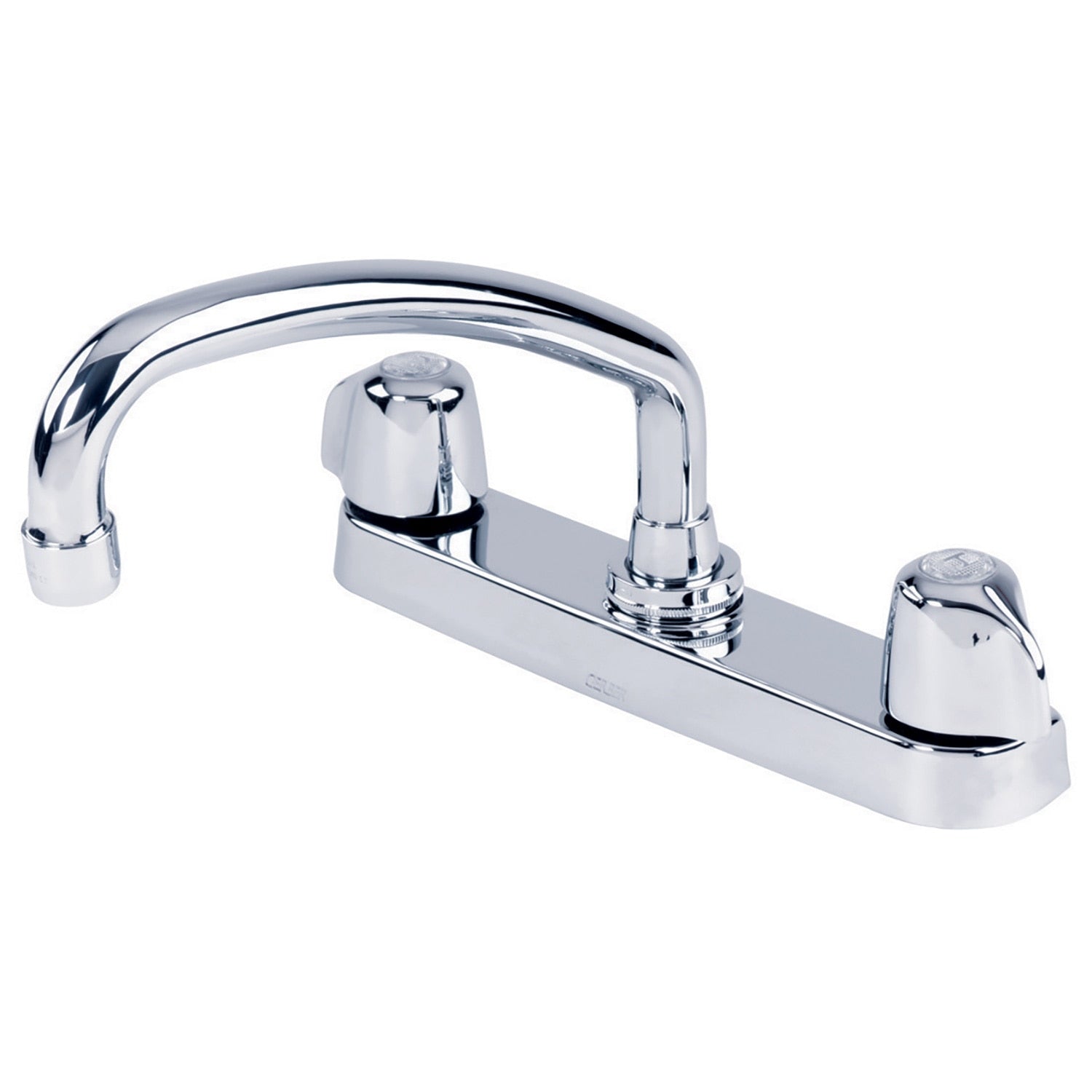 Gerber Classics™ Two Handle Cover Plate Mounted Kitchen Faucet with Metal Handles and Tubular Swing Spout
