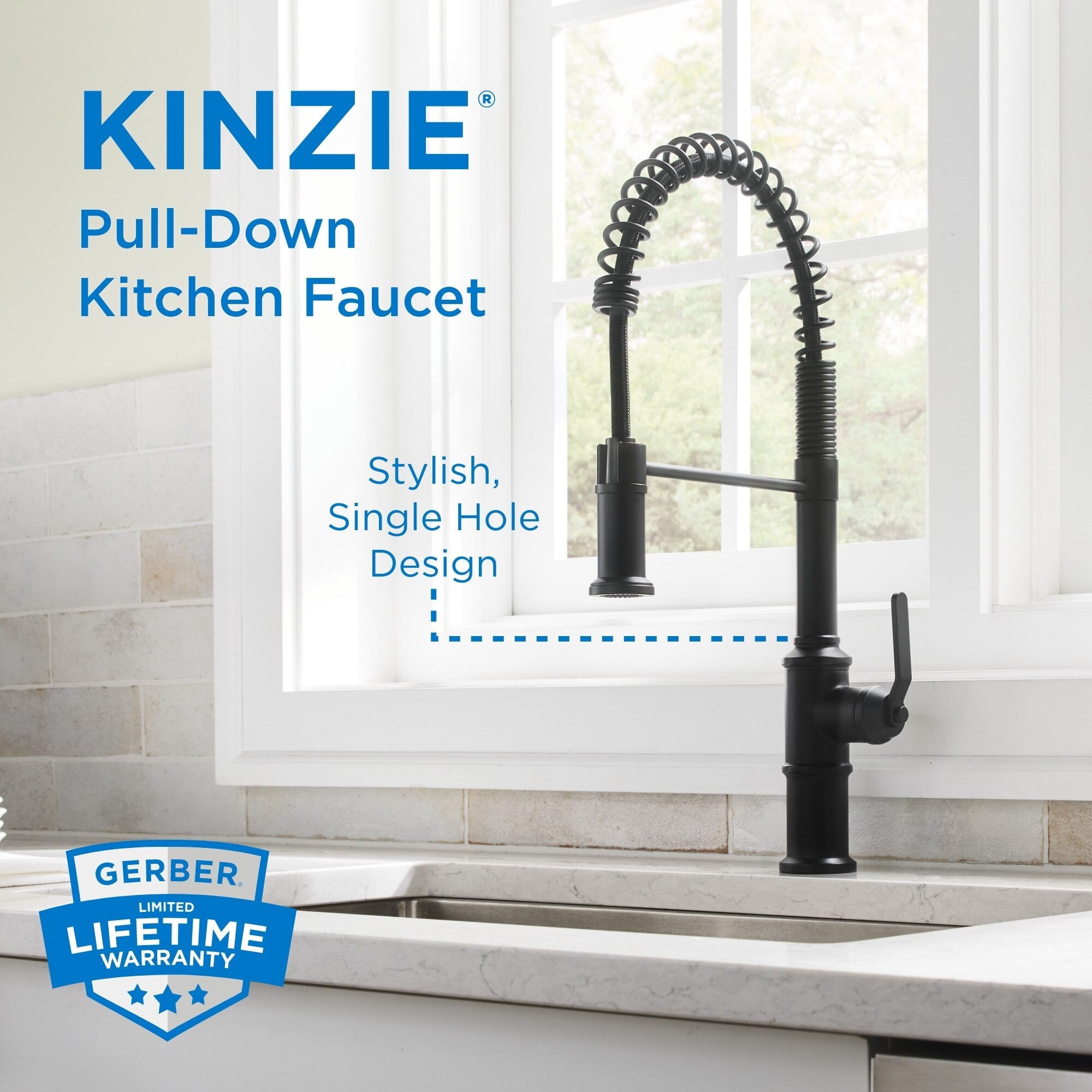 Kinzie® Pre-Rinse Single Handle Pull-Down Kitchen Faucet