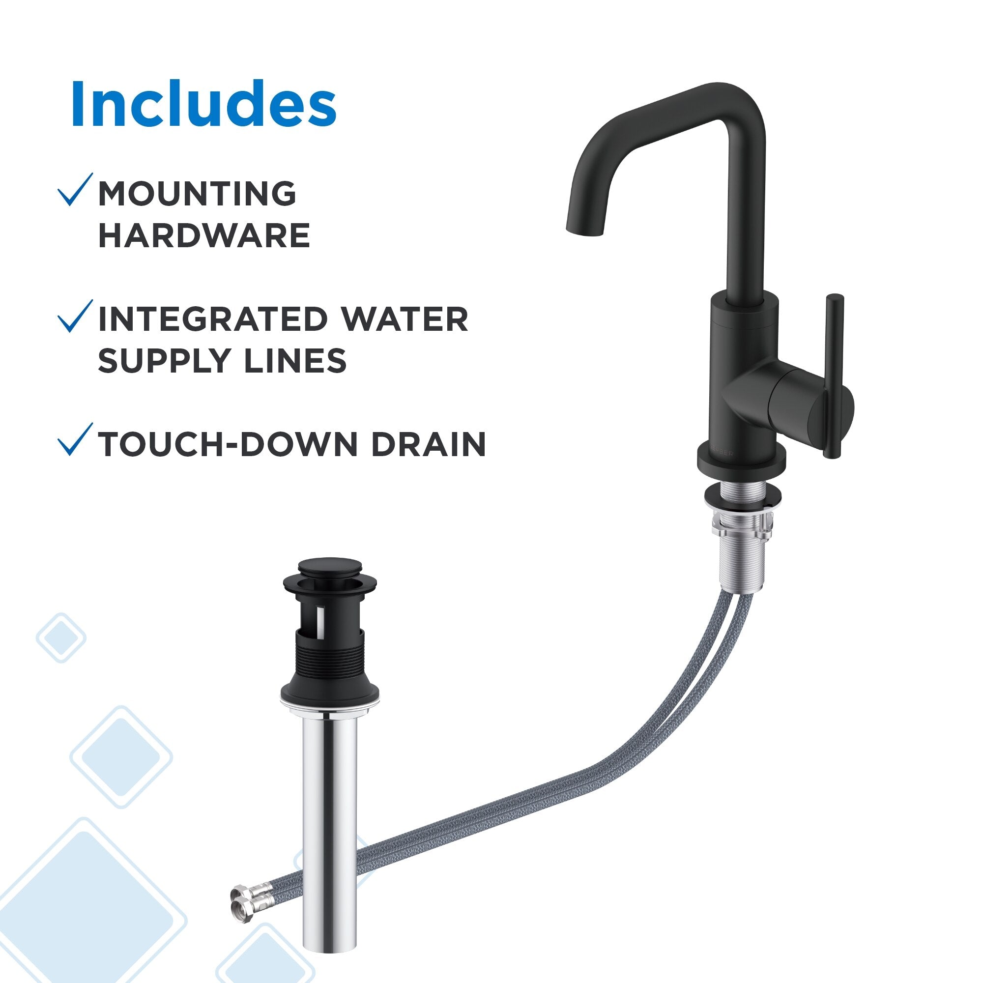 Parma® Single Handle Bathroom Faucet with Metal Touch-Down Drain