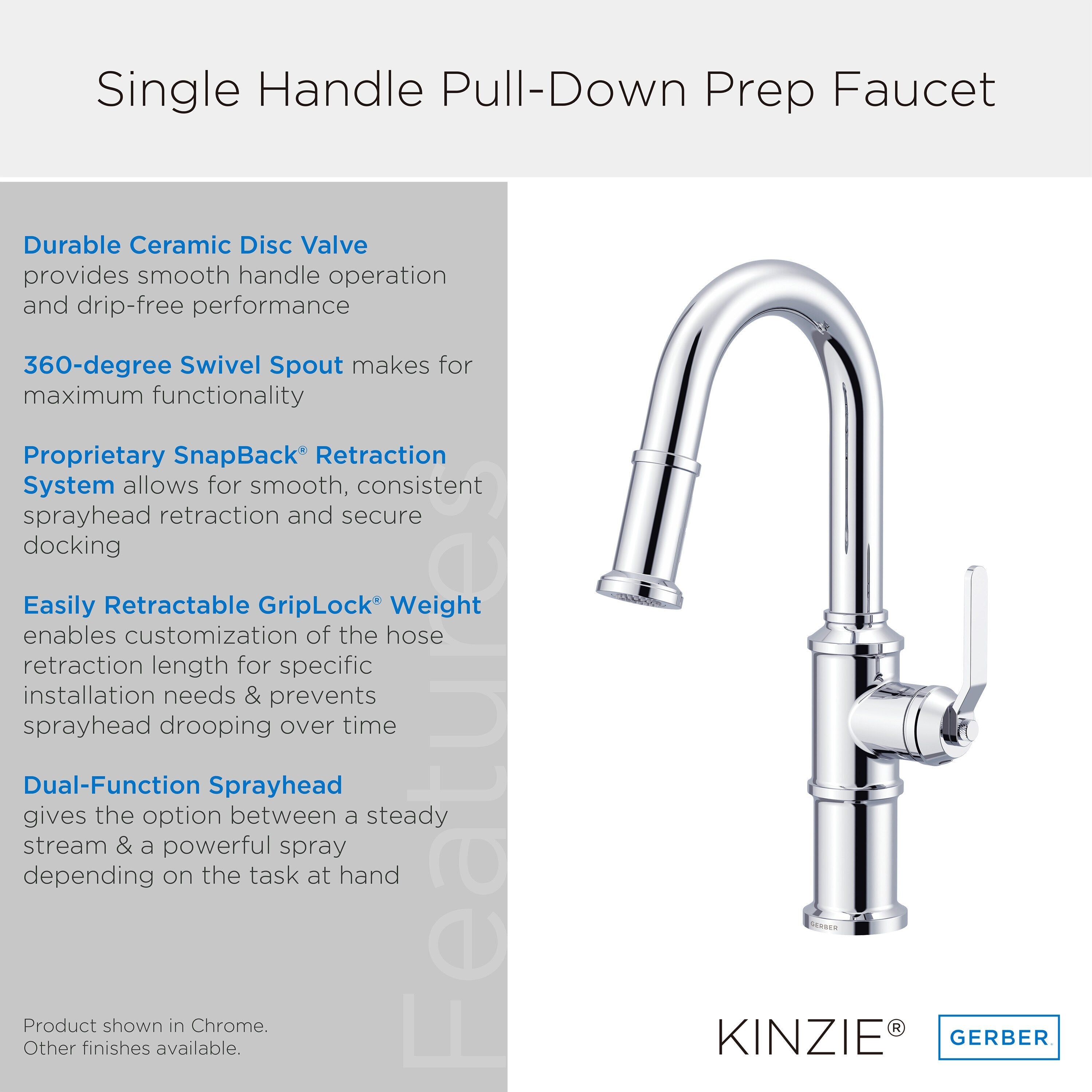 Kinzie® Single Handle Pull-Down Prep Faucet
