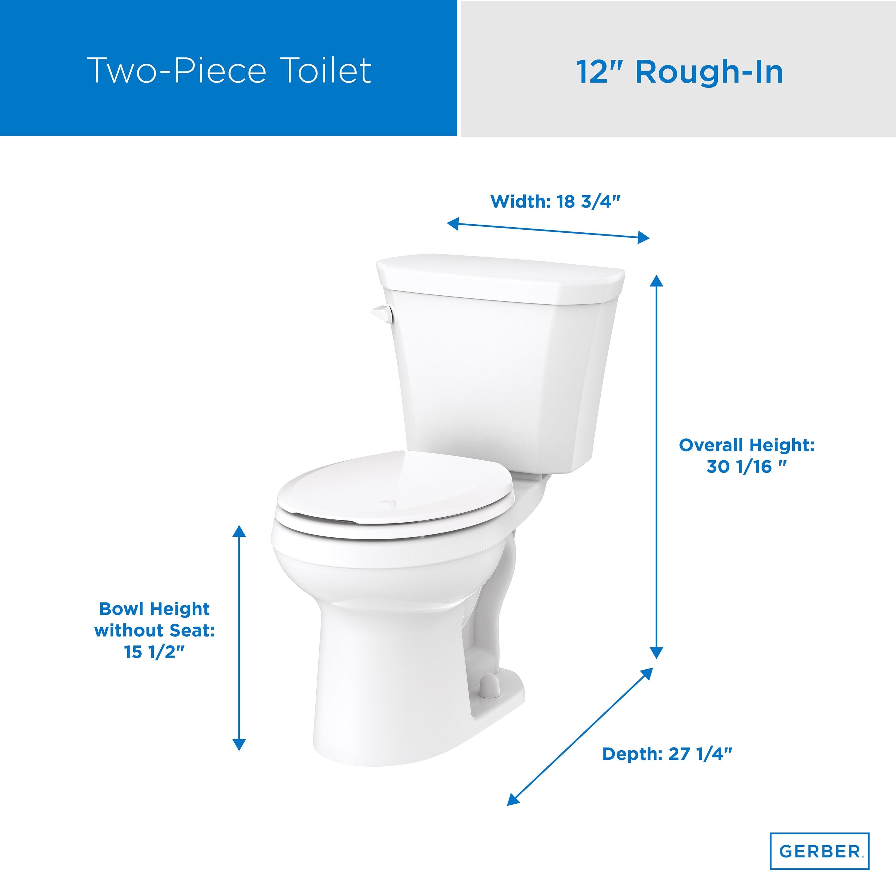 Viper® 1.28 gpf 12” Rough-In Two-Piece Round Front Toilet