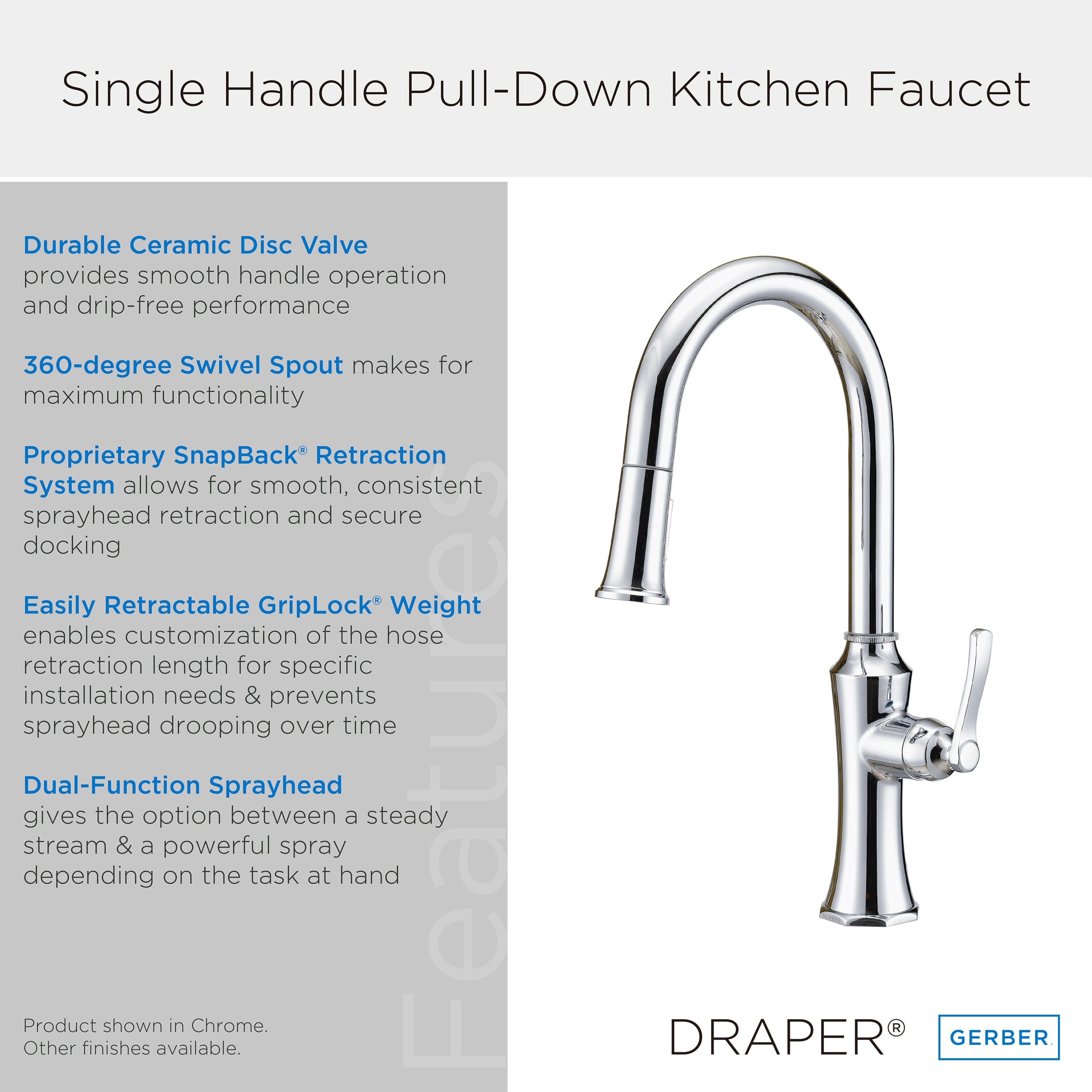 Draper® Single Handle Pull-Down Kitchen Faucet