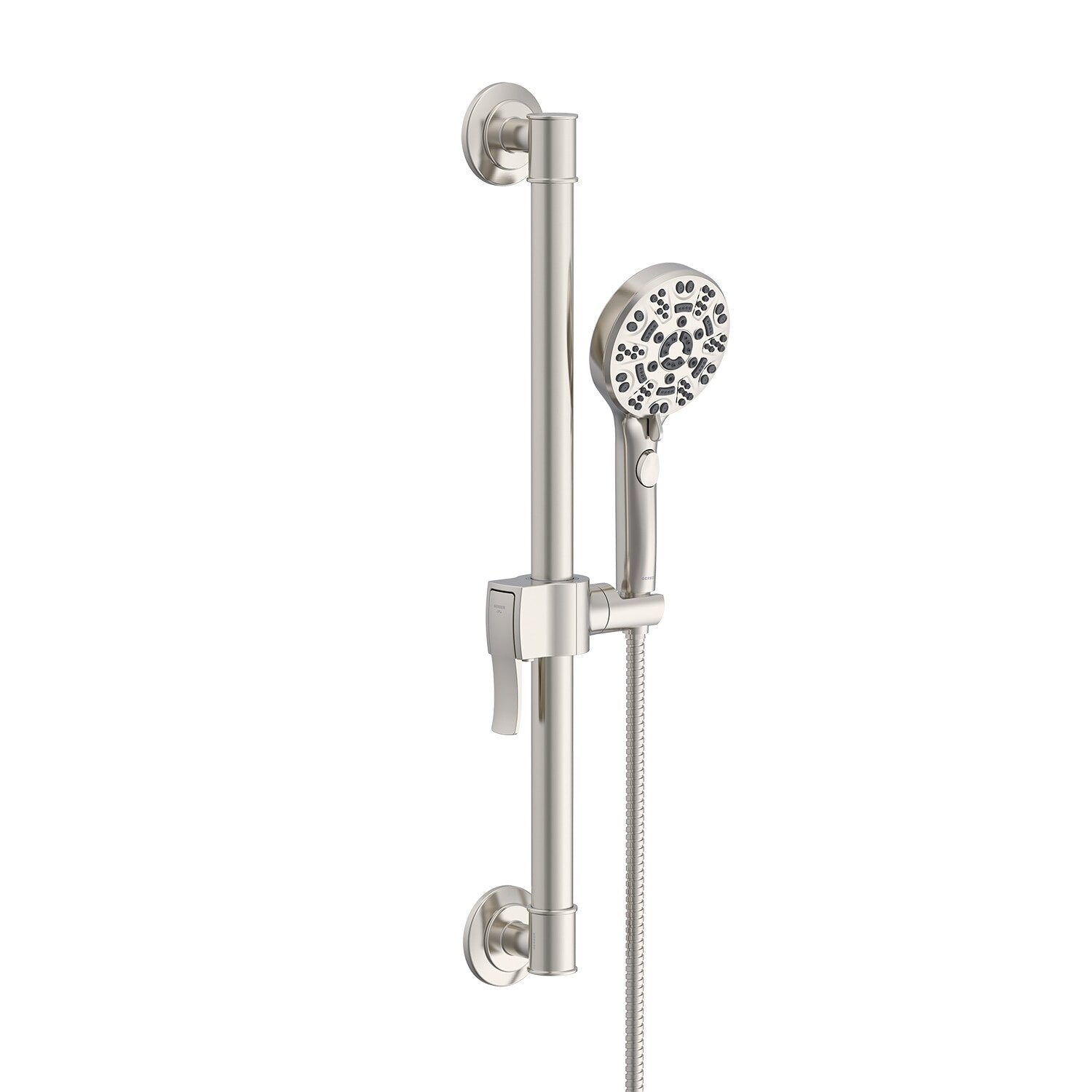 Gerber SteadyStyle® Accented Round ADA 24" Grab Bar Assembly with Octette® 8-Function Handshower,1.5 gpm