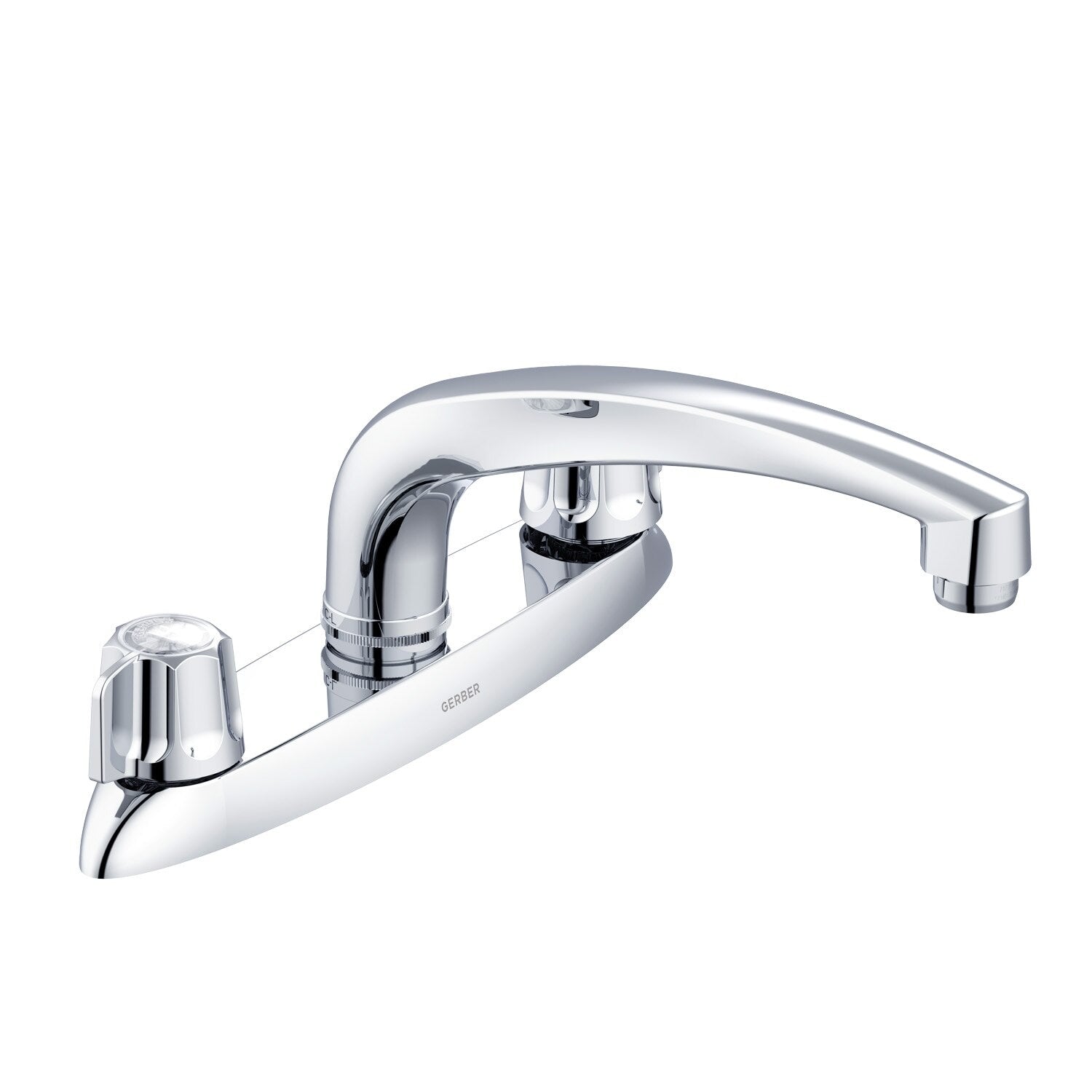 Gerber Classics™ Two Handle Cover Plate Mounted Kitchen Faucet with Metal Fluted Handles
