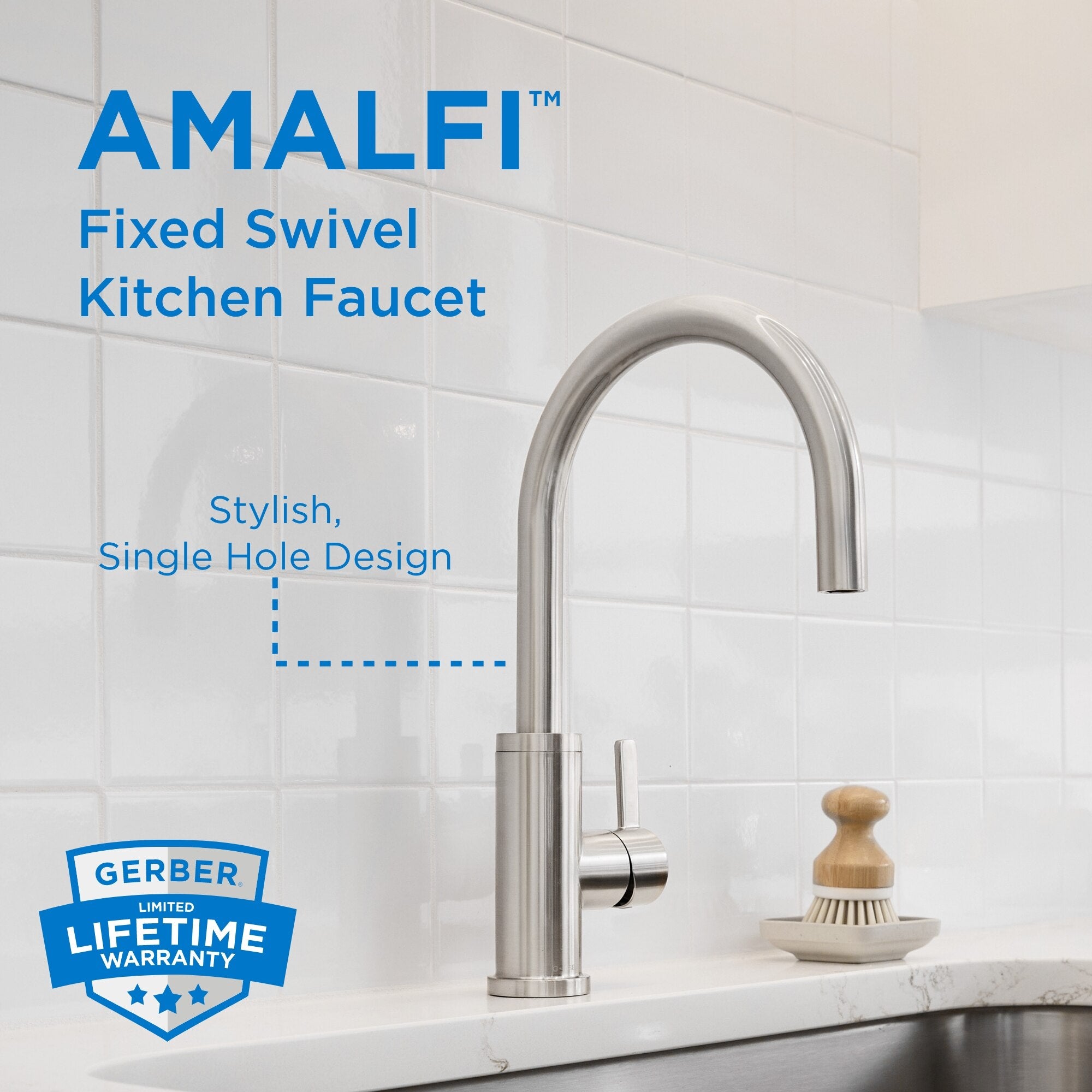 Amalfi™ Single Handle Fixed Swivel Kitchen Faucet