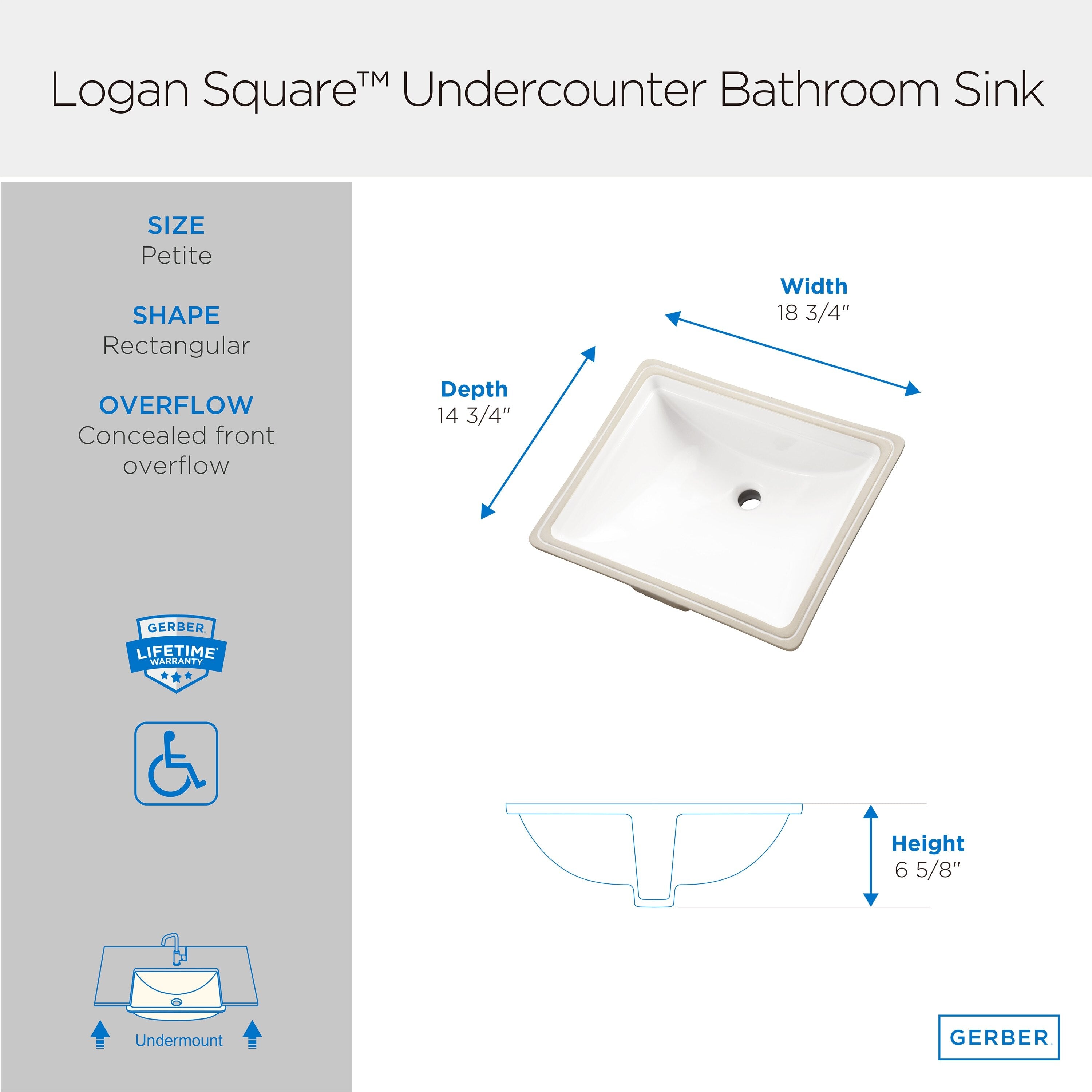 Logan Square™ Rectangular Petite Undercounter Bathroom Sink