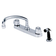 Gerber Classics™ Two Handle Cover Plate Mounted Kitchen Faucet with Metal Handles, Sidespray, and Tubular Swing Spout