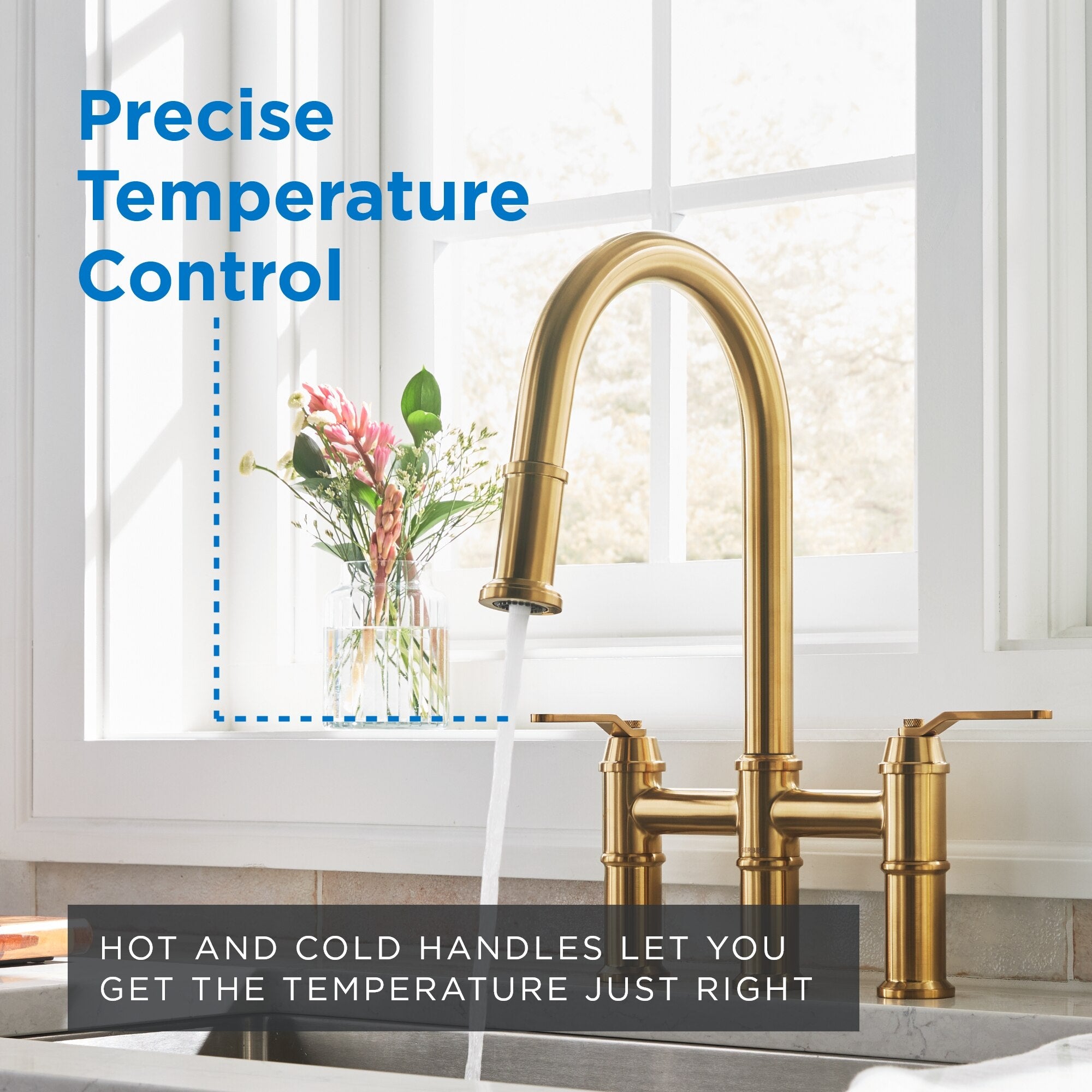 Kinzie® Two Handle Pull Down Bridge Kitchen Faucet