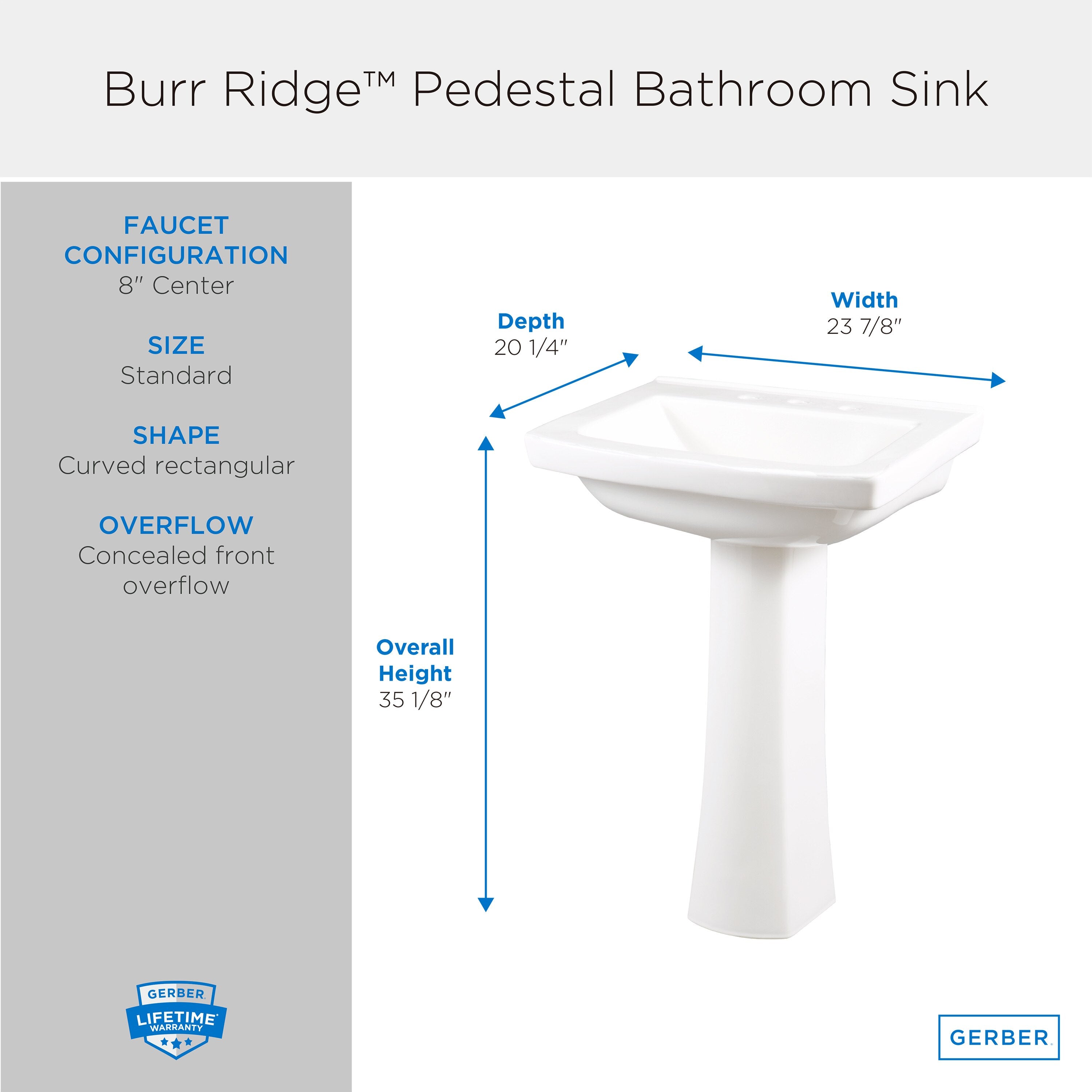 Burr Ridge™ 8" Centers Standard Pedestal Bathroom Sink