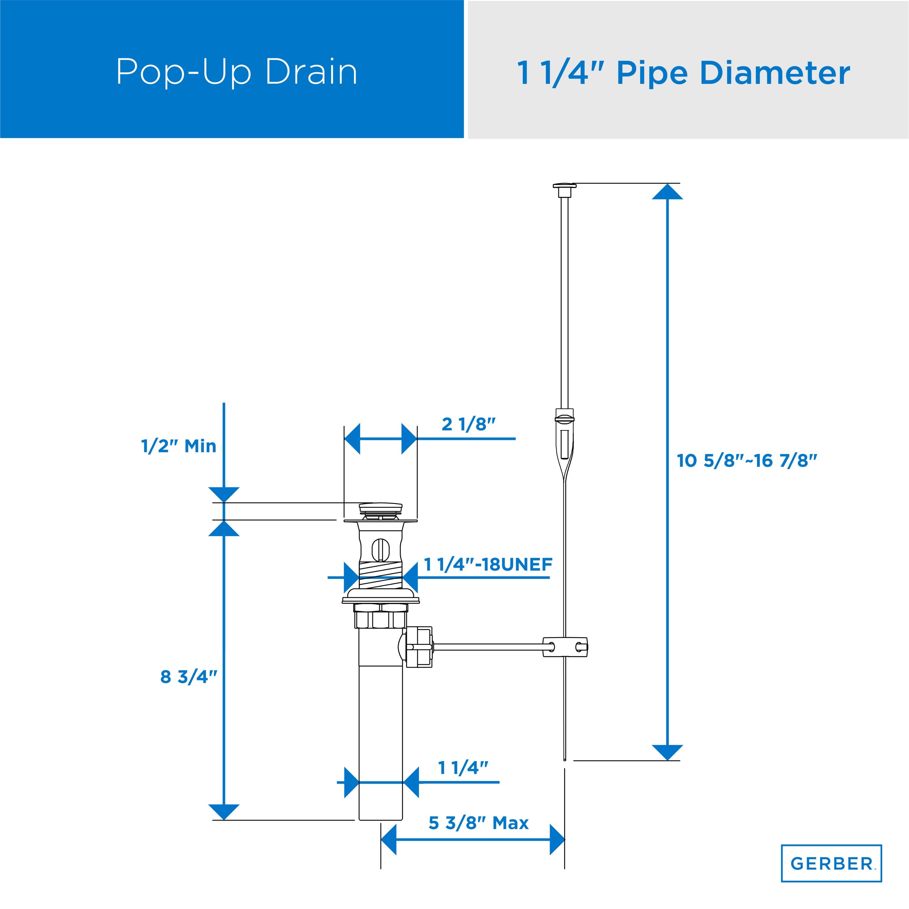 Gerber 1 1/4" 50/50 Pop-Up Drain Assembly with Lift Rod