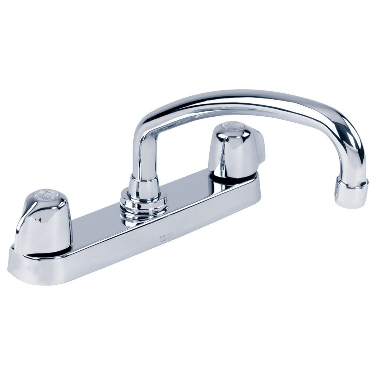 Gerber Classics™ Two Handle Cover Plate Mounted Kitchen Faucet with Metal Handles and Tubular Swing Spout