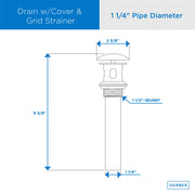 1 1/4" Drain with Overflow with Cover & Grid Strainer