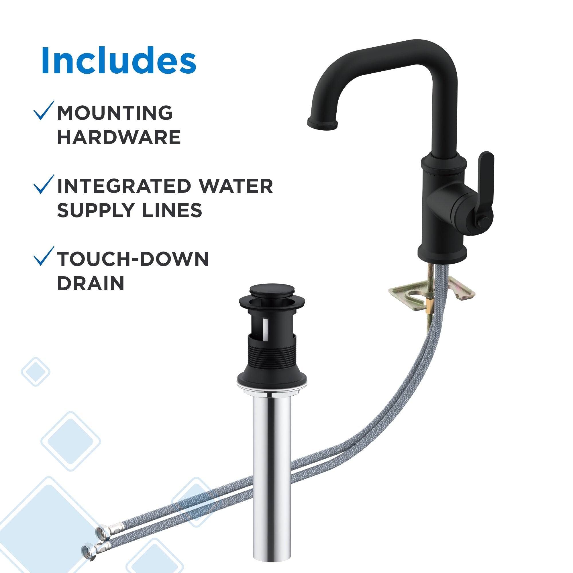Kinzie® Single Handle Bathroom Faucet with Metal Touch-Down Drain