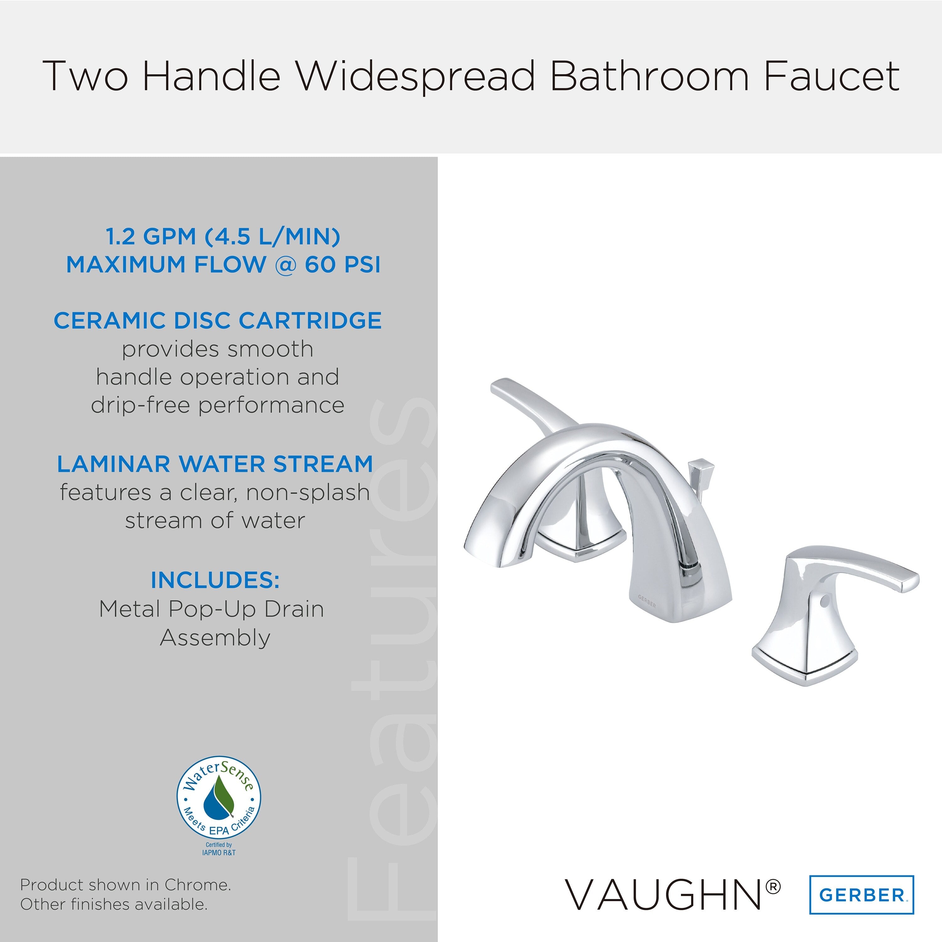 Vaughn® Two Handle Widespread Bathroom Faucet with Metal Pop-Up Drain