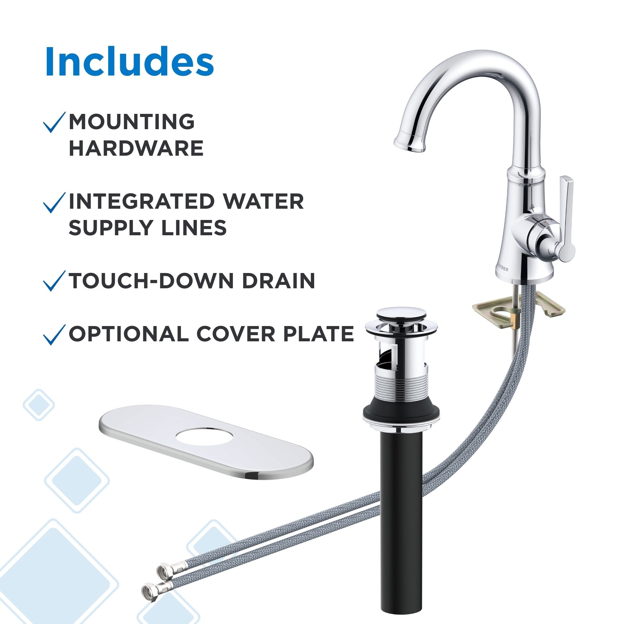 Gerber Northerly™ Single Handle Side Control Bathroom Faucet with 50/50 Touch-Down Drain