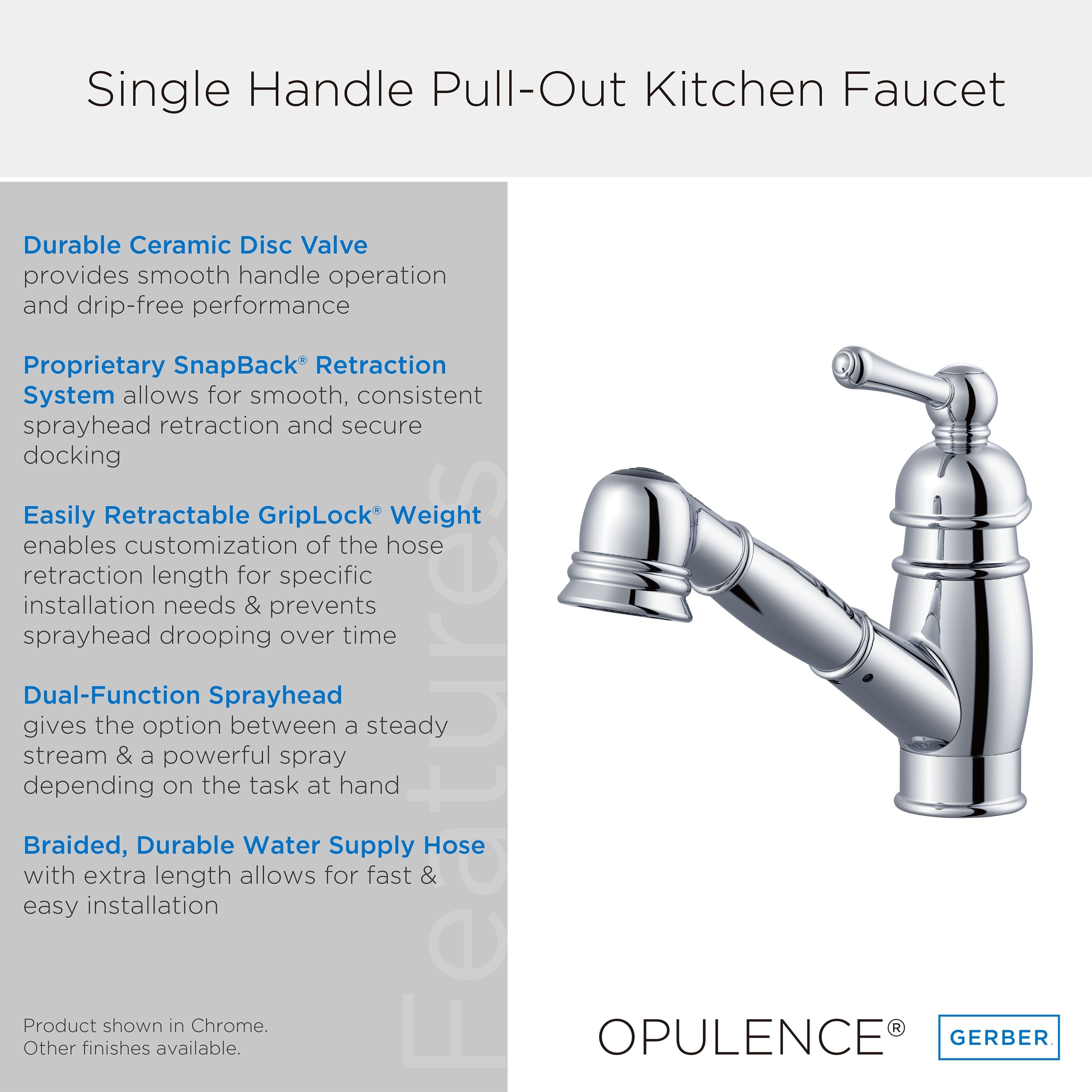 Gerber Opulence® Single Handle Pull-Out Kitchen Faucet