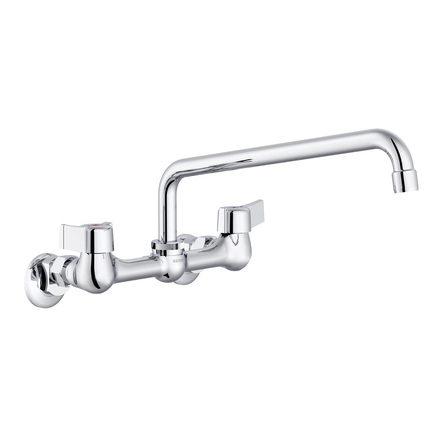 Gerber Classics™ Two Handle Wall Mount Kitchen Faucet with Metal Handles and 12" Swing Spout