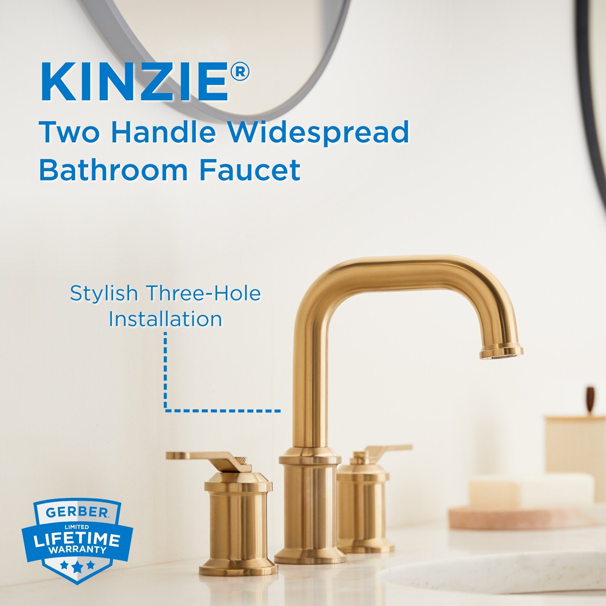 Kinzie® Two Handle Widespread Bathroom Faucet with Metal Touch-Down Drain