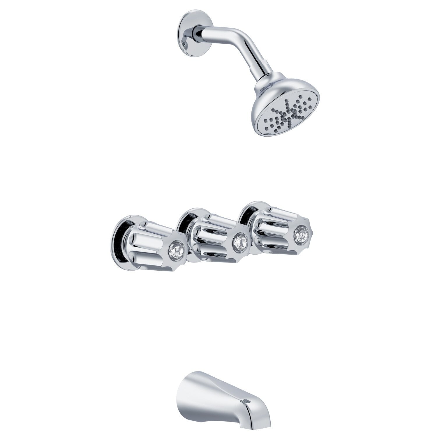 Gerber Classics™ Three Metal Fluted Handle Sliding Sleeve Escutcheon Tub & Shower Fitting with Sweat Connections & Threaded Spout