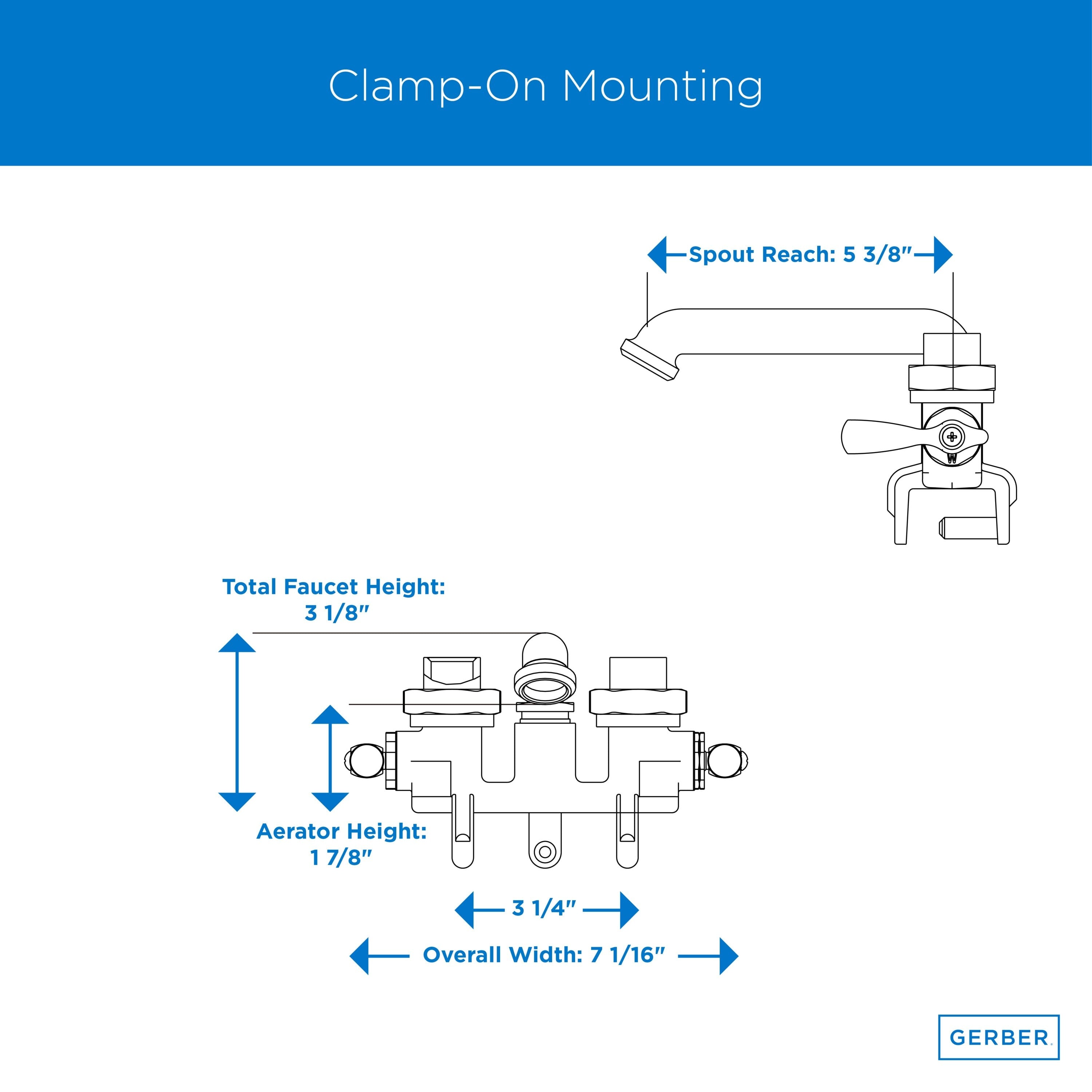 Gerber Classics™ Two Handle Clamp On Laundry Faucet with Metal Lever Handles and IPS/Sweat Connections