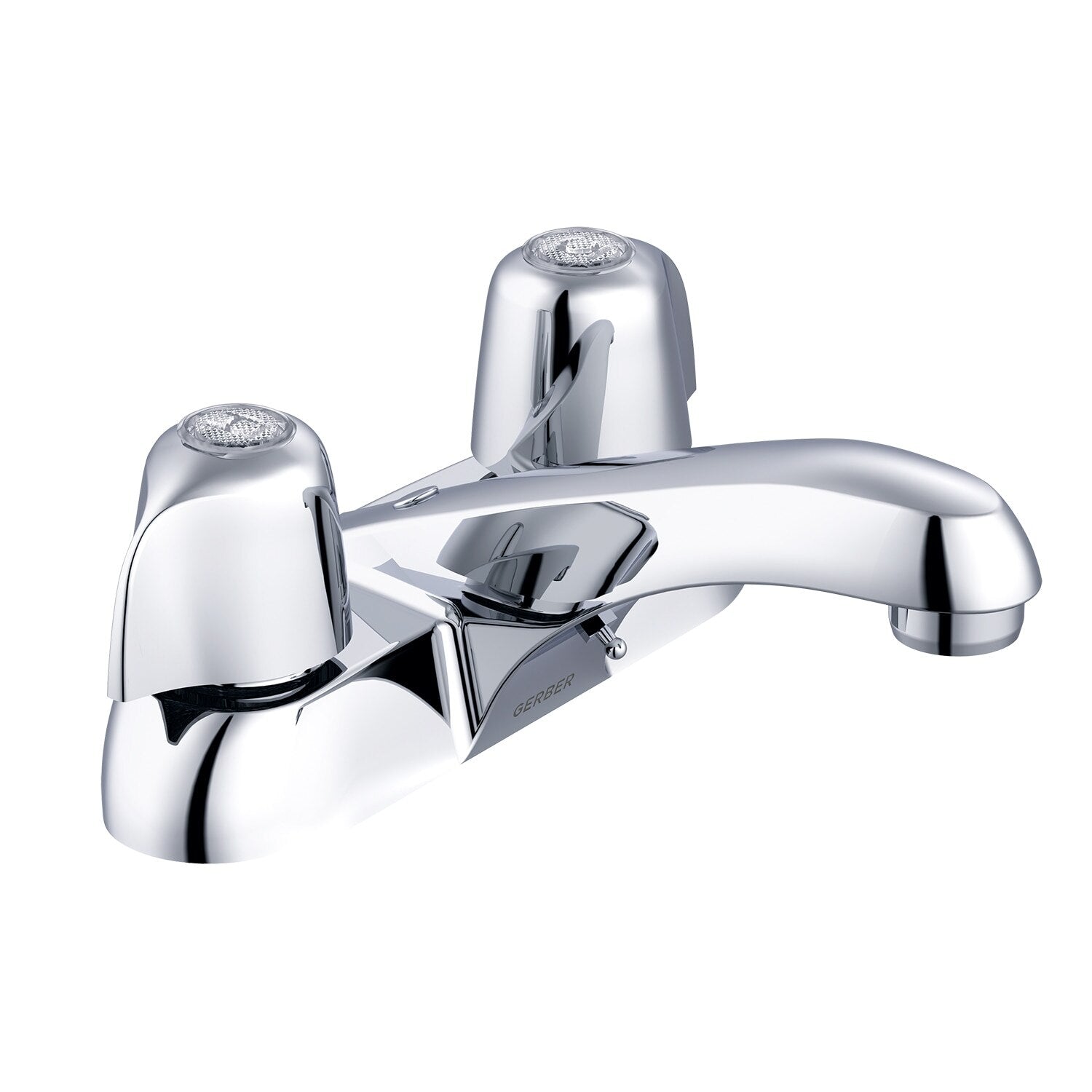 Gerber Classics™ Two Handle Centerset Bathroom Faucet with Metal Handles and Chain Stay