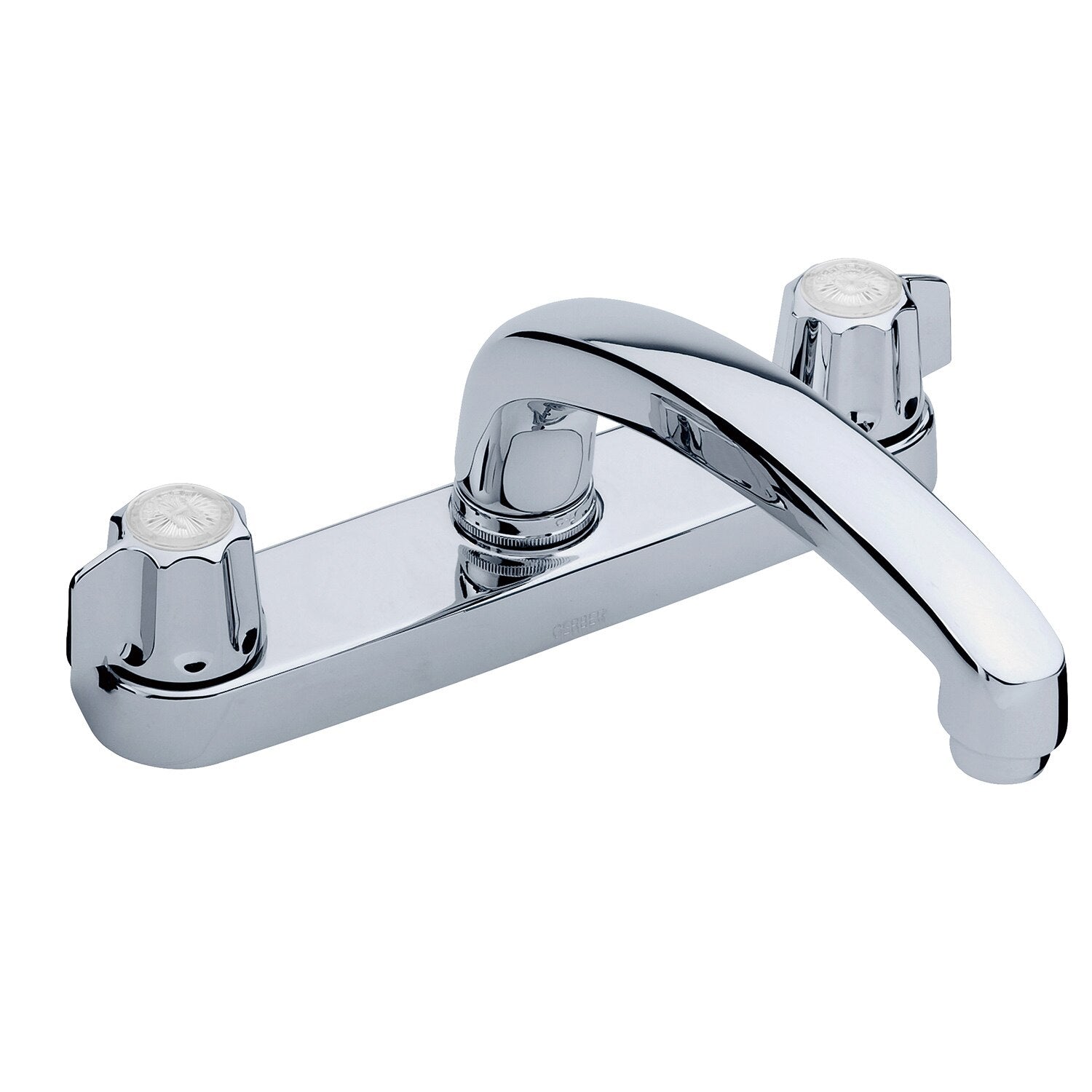 Gerber Classics™ Two Handle Cover Plate Mounted Kitchen Faucet with Metal Fluted Blade Handles