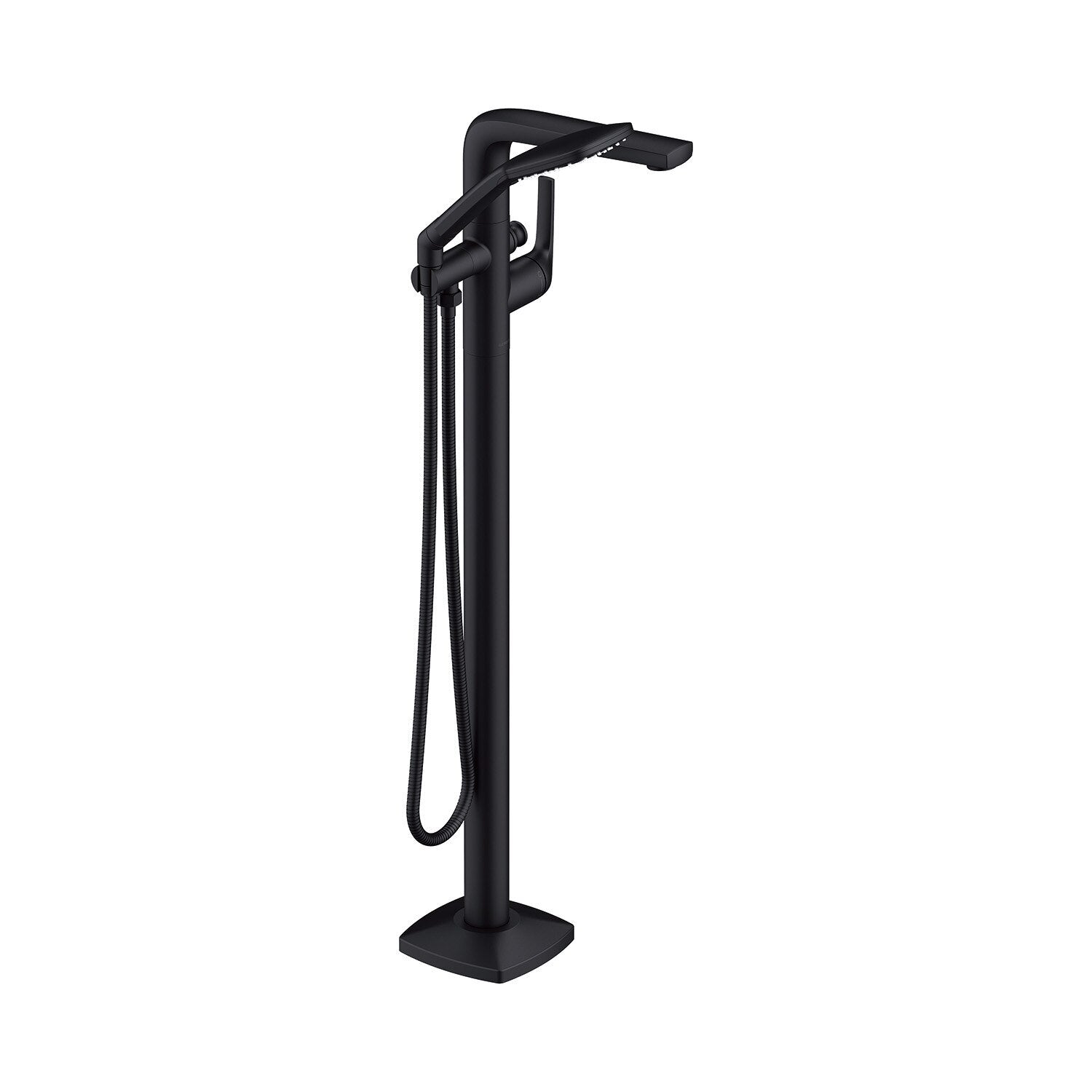 Transitional Floor Mount Tub Filler Trim Kit with Soft Square Handshower 1.75gpm