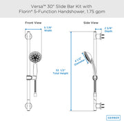 Versa™ 30" Slide Bar Assembly with Florin® 5-Function Handshower