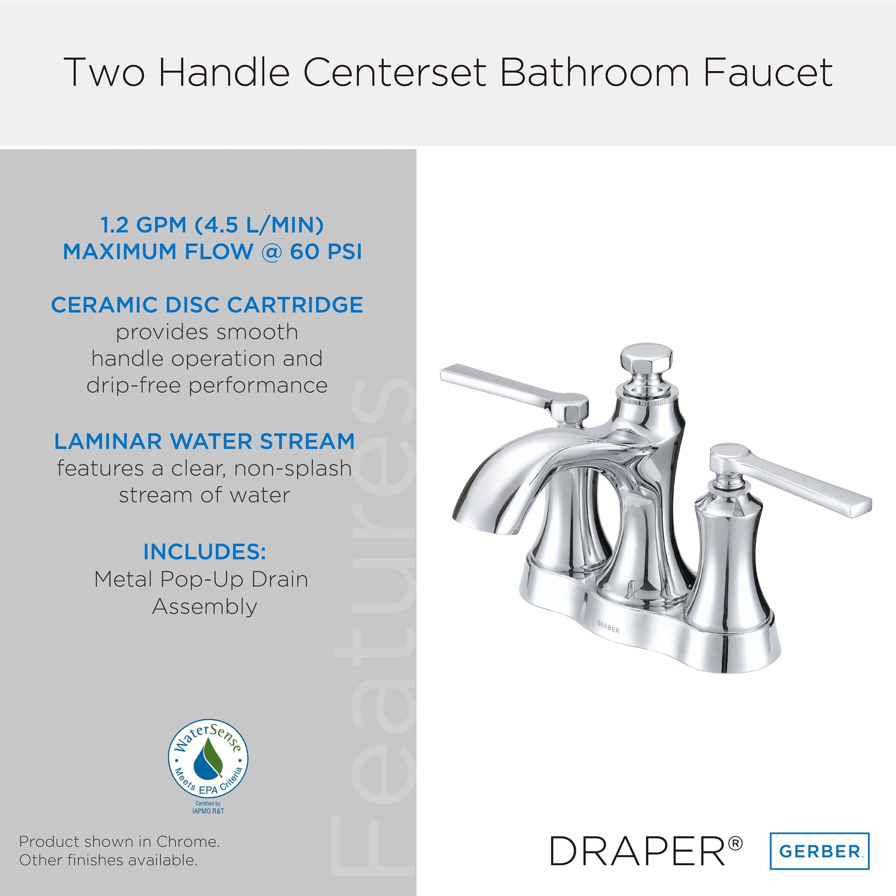 Draper® Two Handle Centerset Lavatory Faucet