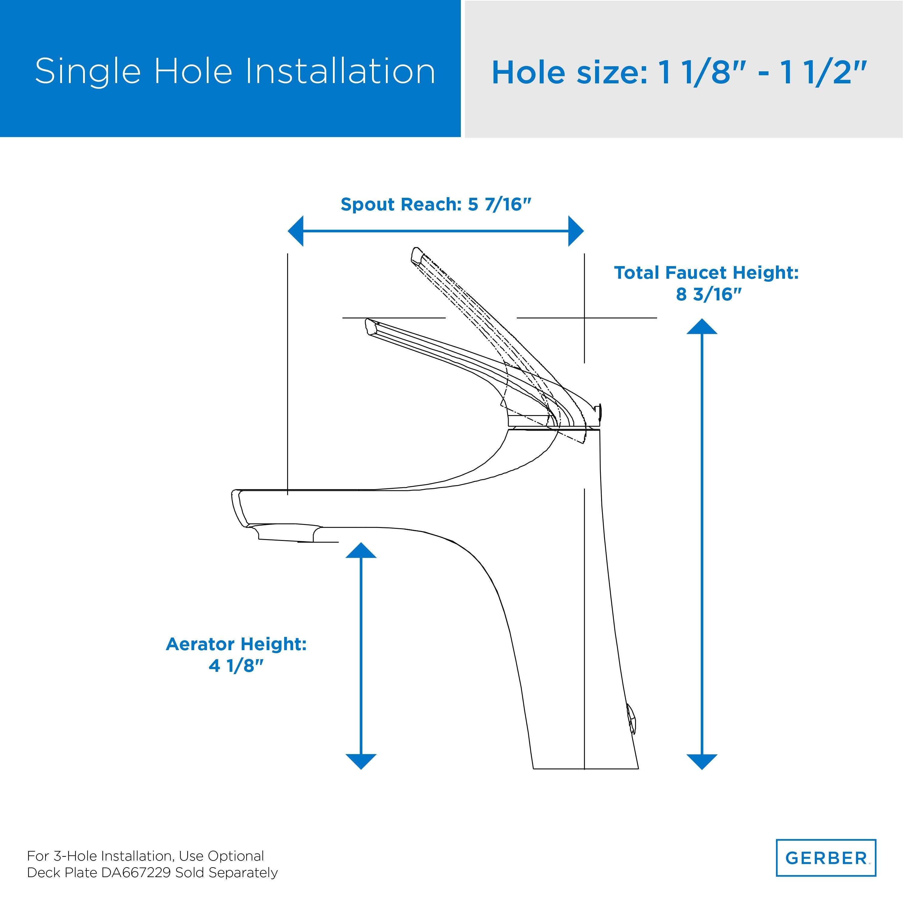 Lemora® Single Handle Bathroom Faucet with Metal Touch-Down Drain