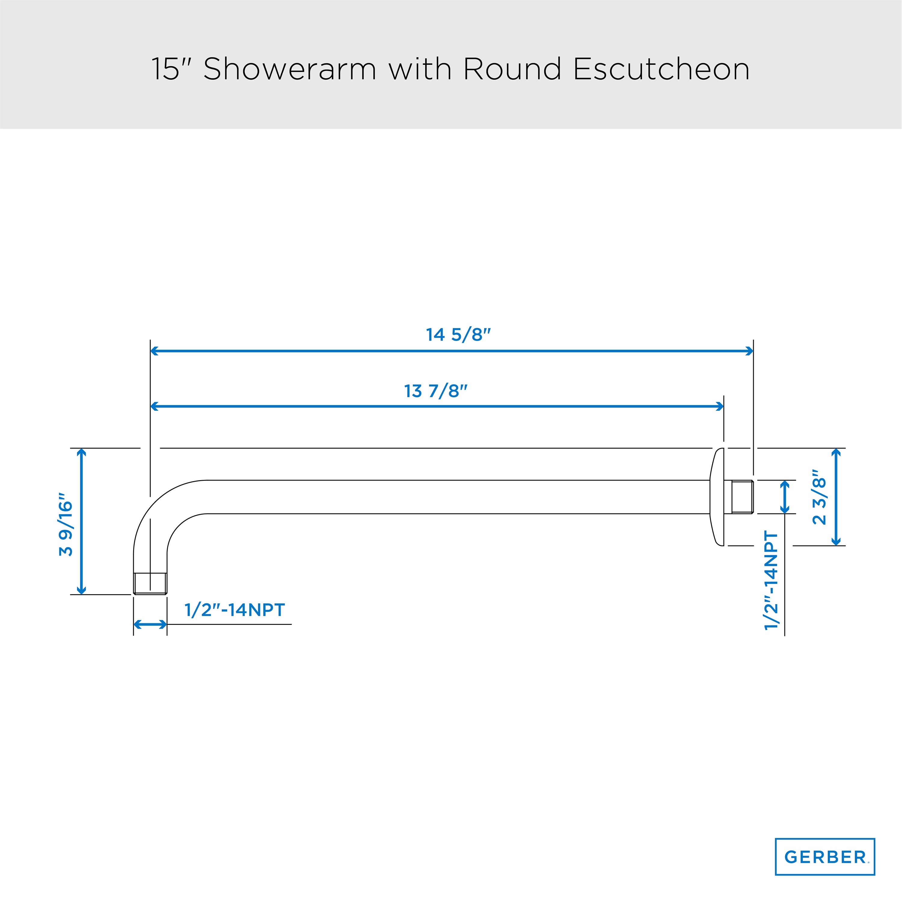15" Right Angle Showerarm