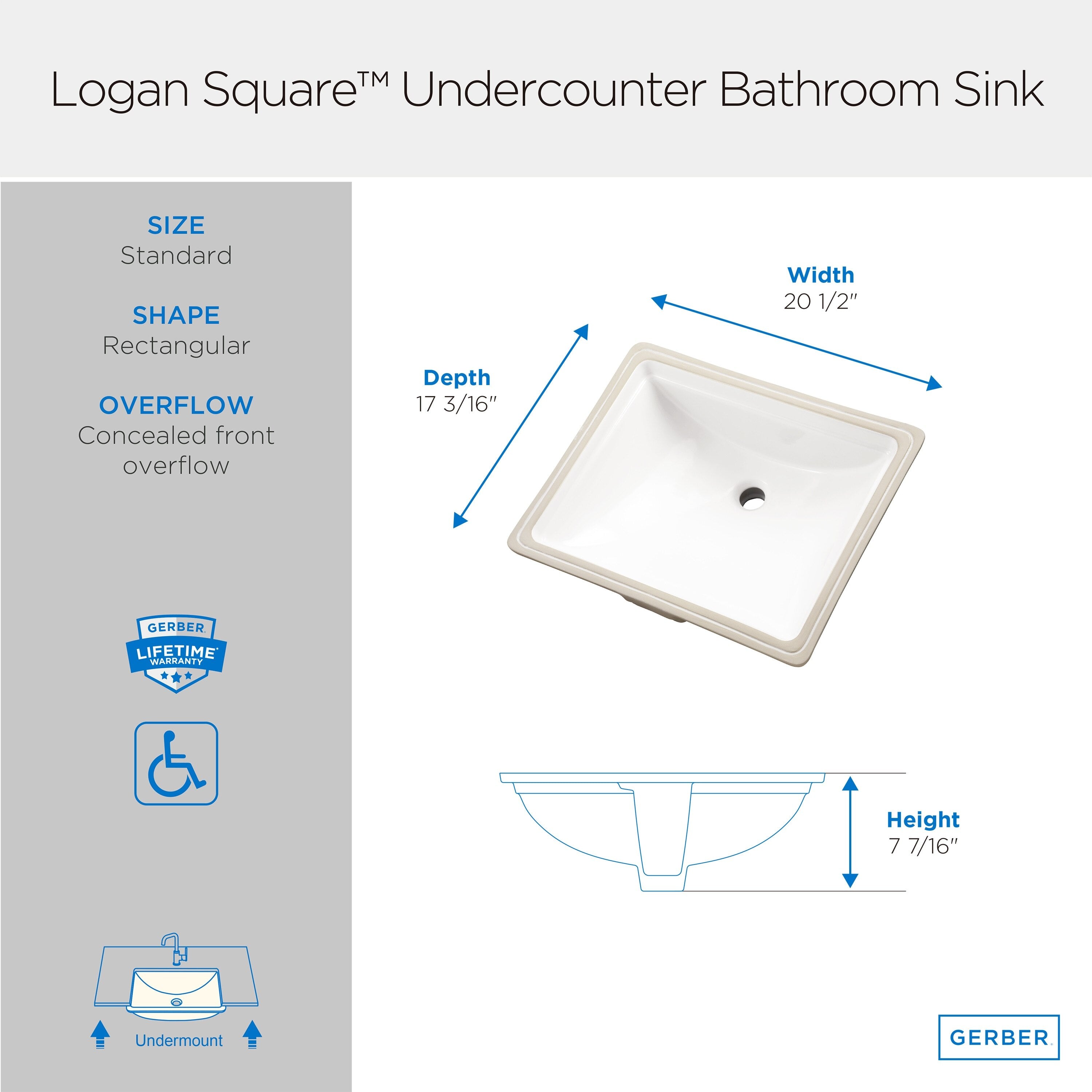 Logan Square™ Rectangular Standard Undercounter Bathroom Sink