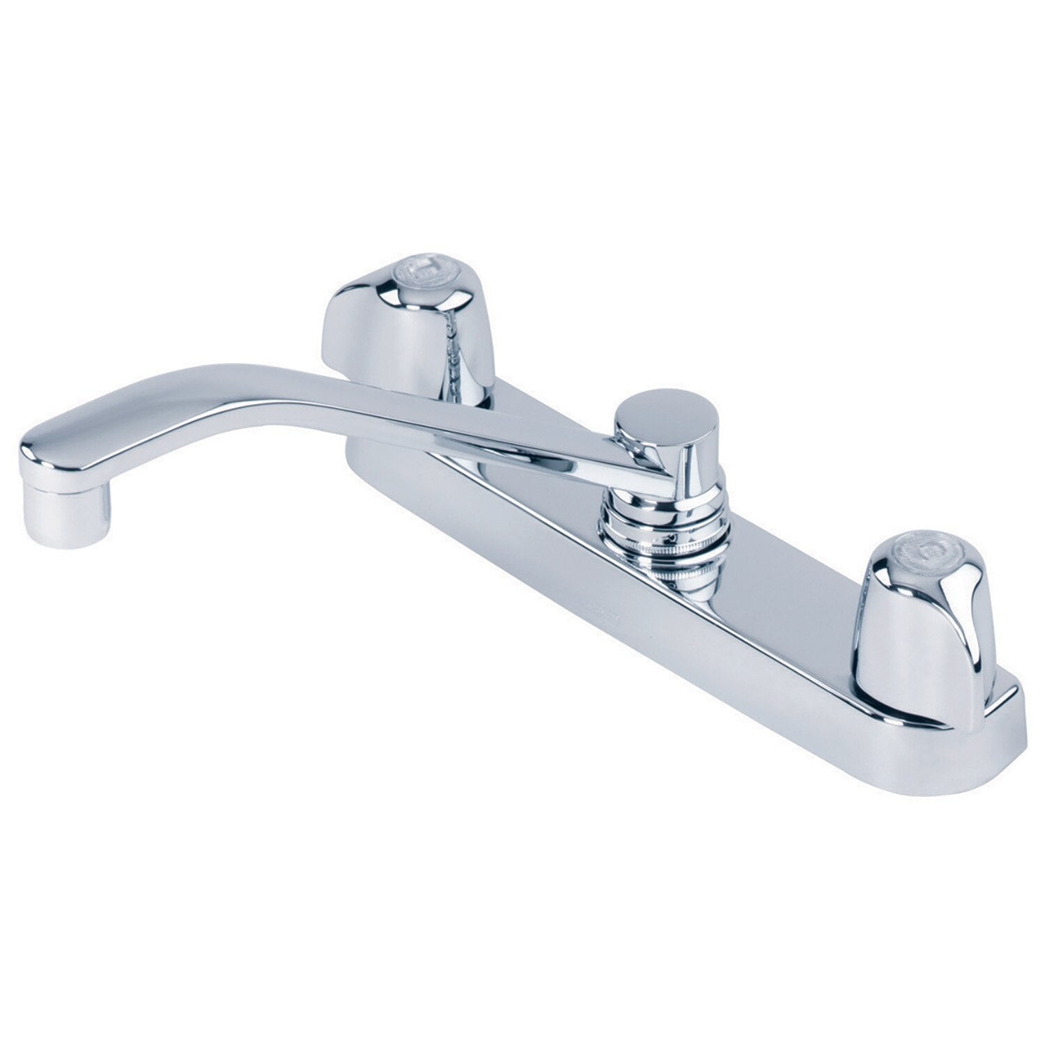 Gerber Classics™ Two Handle Cover Plate Mounted Kitchen Faucet with Metal Handles and D-Tube Swing Spout