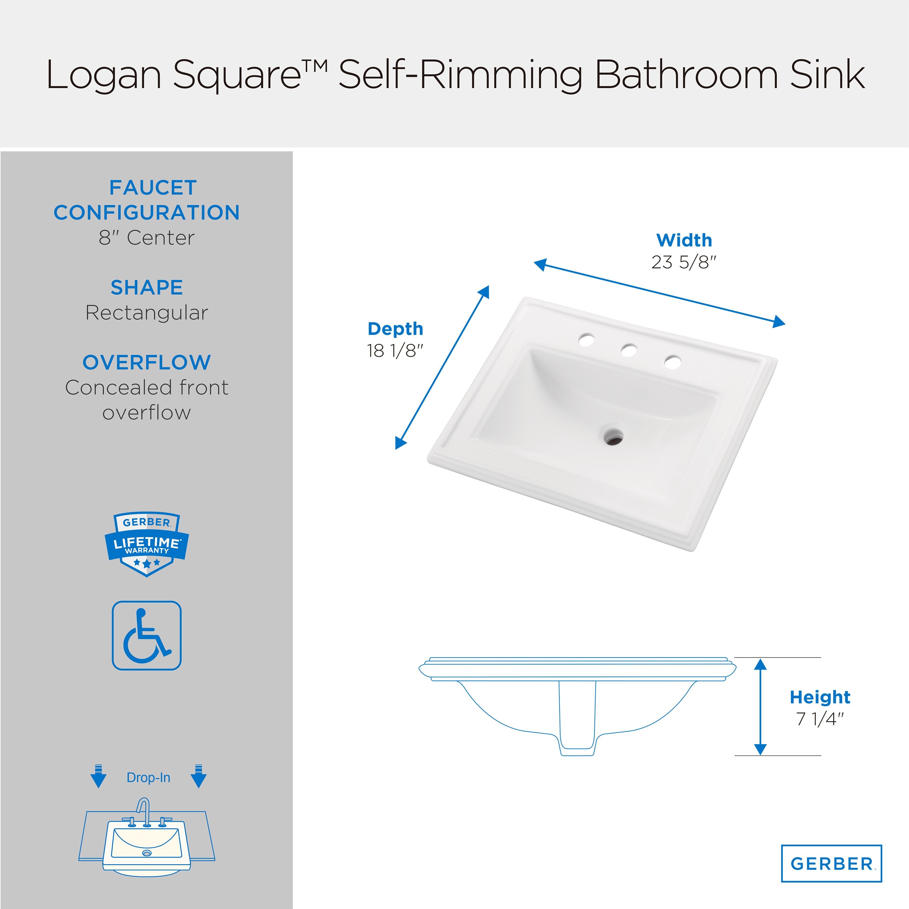 Logan Square™ Rectangular 8" Centers Self-Rimming Bathroom Sink
