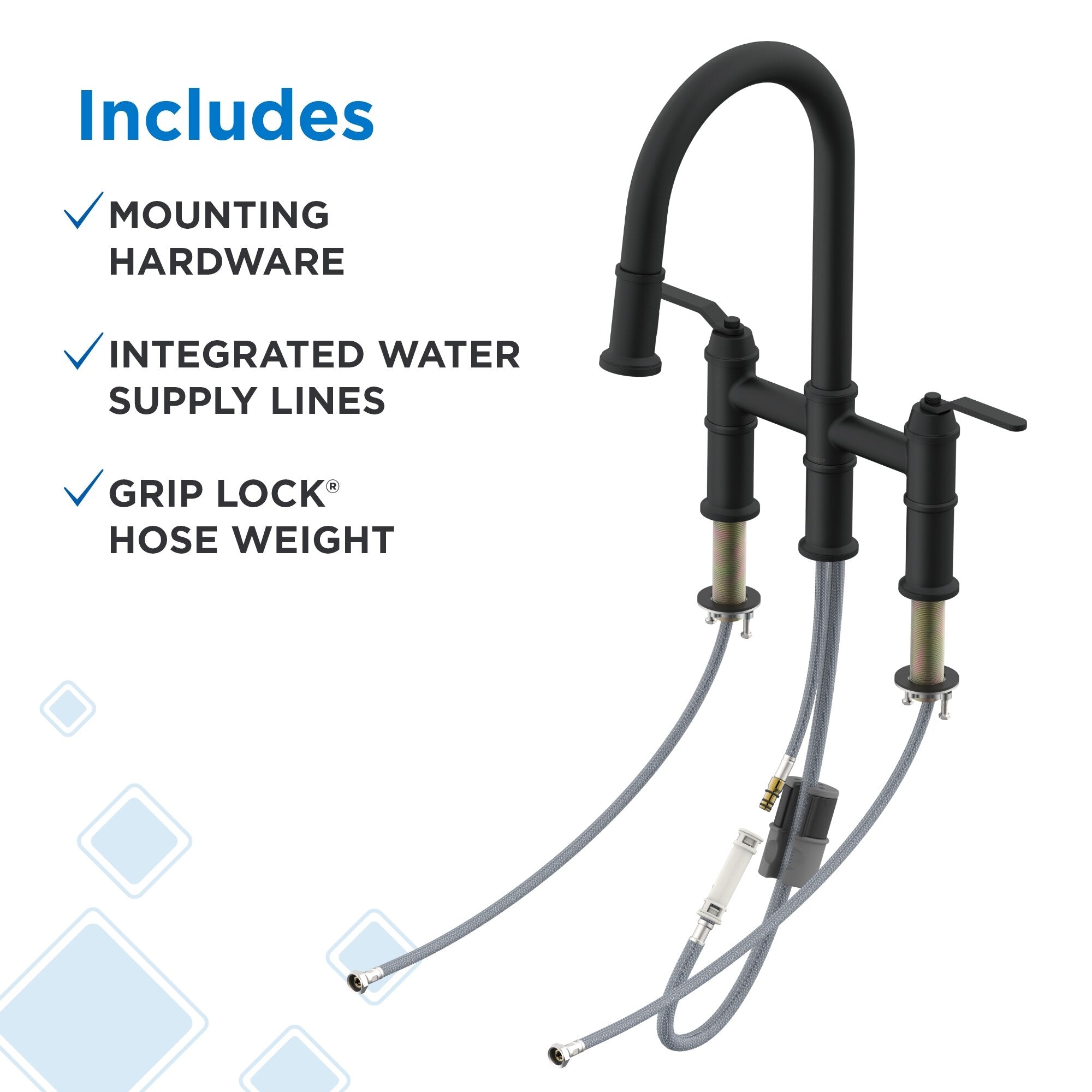 Kinzie® Two Handle Pull Down Bridge Kitchen Faucet