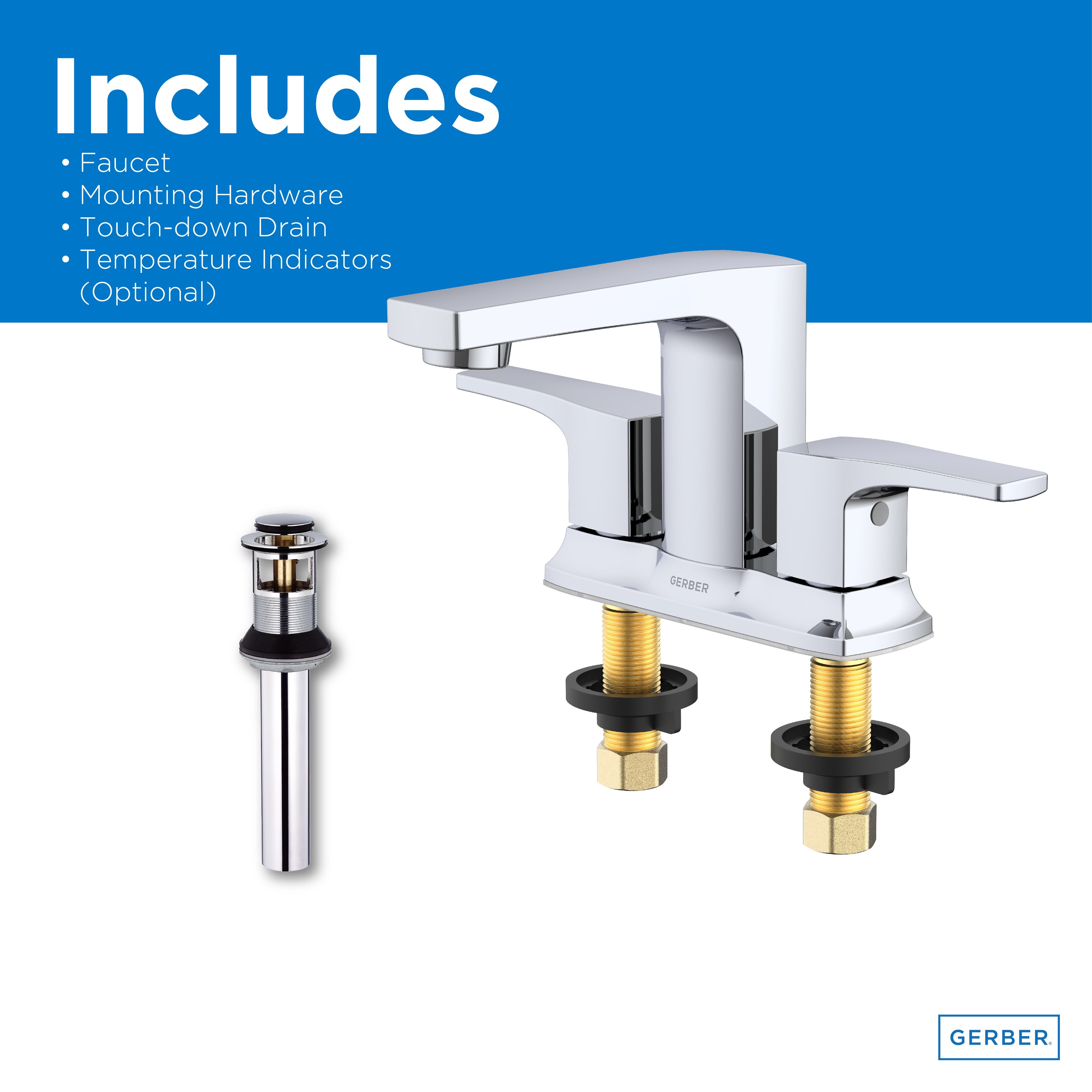Tribune® Two Handle Centerset Bathroom  Faucet with Metal Touch-Down Drain