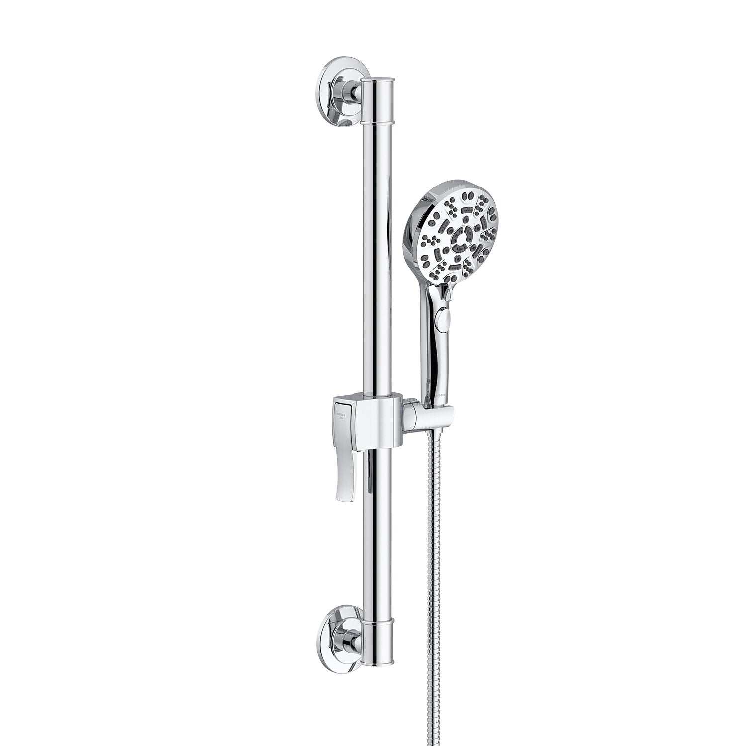 Gerber SteadyStyle® Accented Round ADA 24" Grab Bar Assembly with Octette® 8-Function Handshower,1.5 gpm