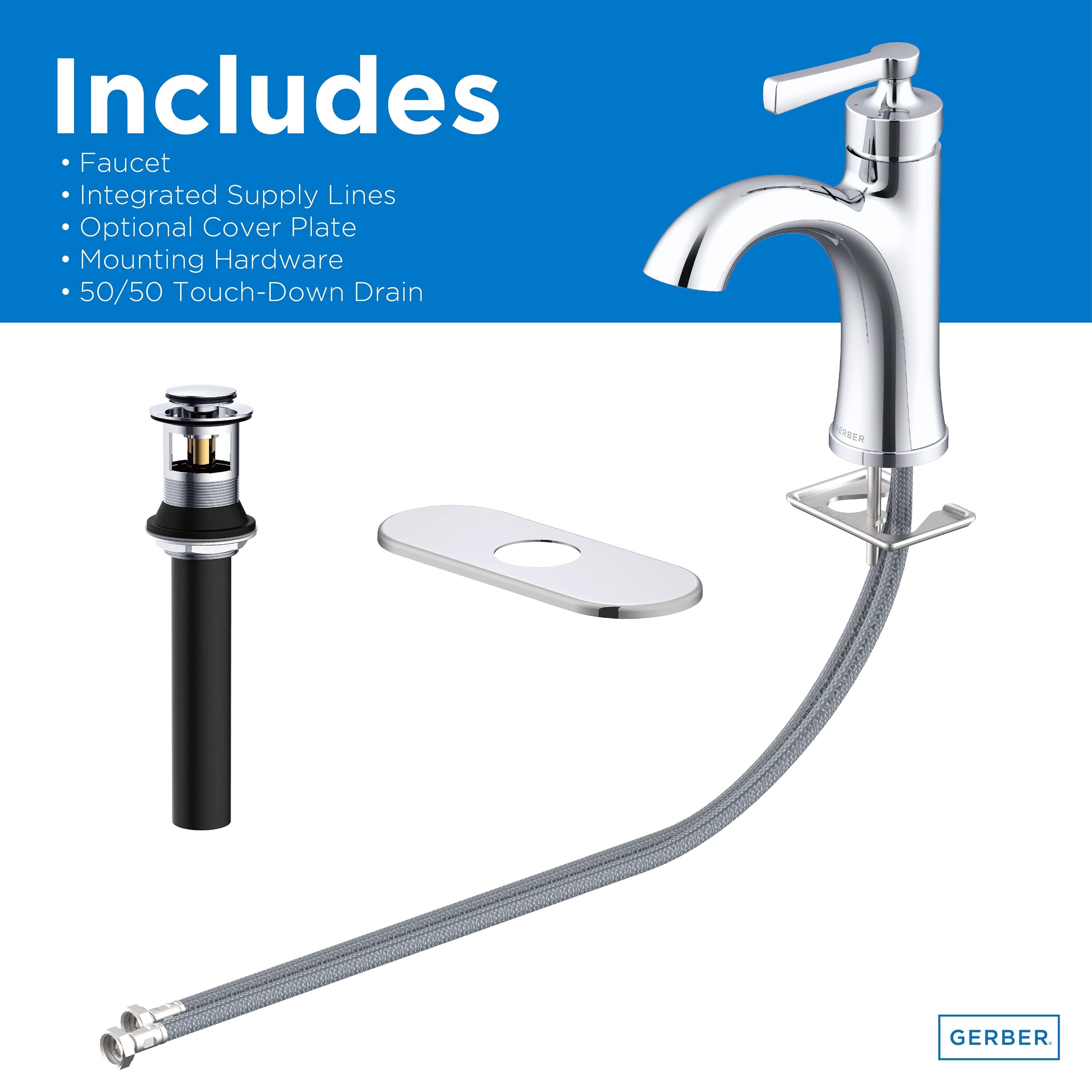 Northerly™ Single Handle Bathroom Faucet with 50/50 Touch-Down Drain