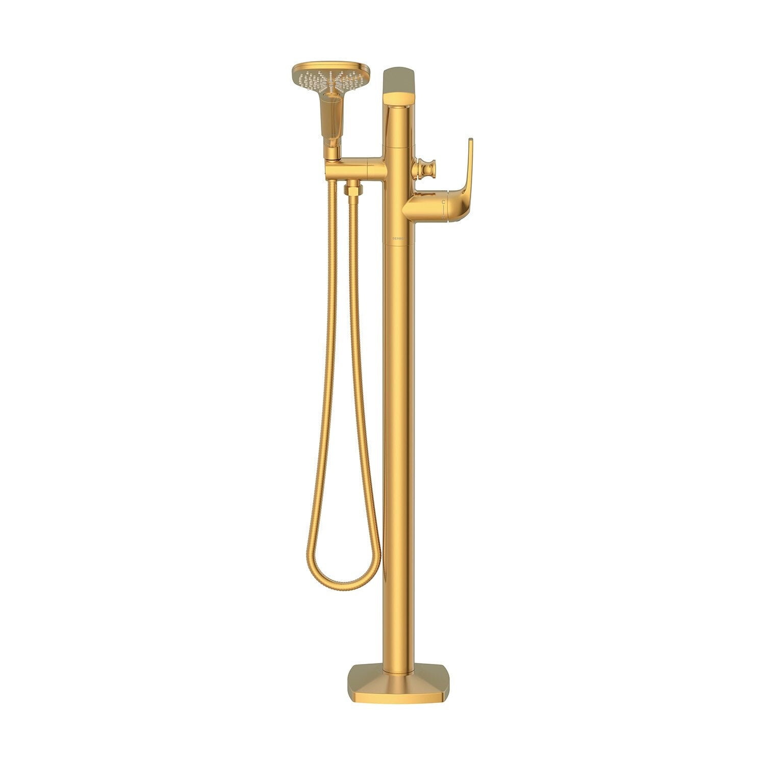 Transitional Floor Mount Tub Filler Trim Kit with Soft Square Handshower 1.75gpm