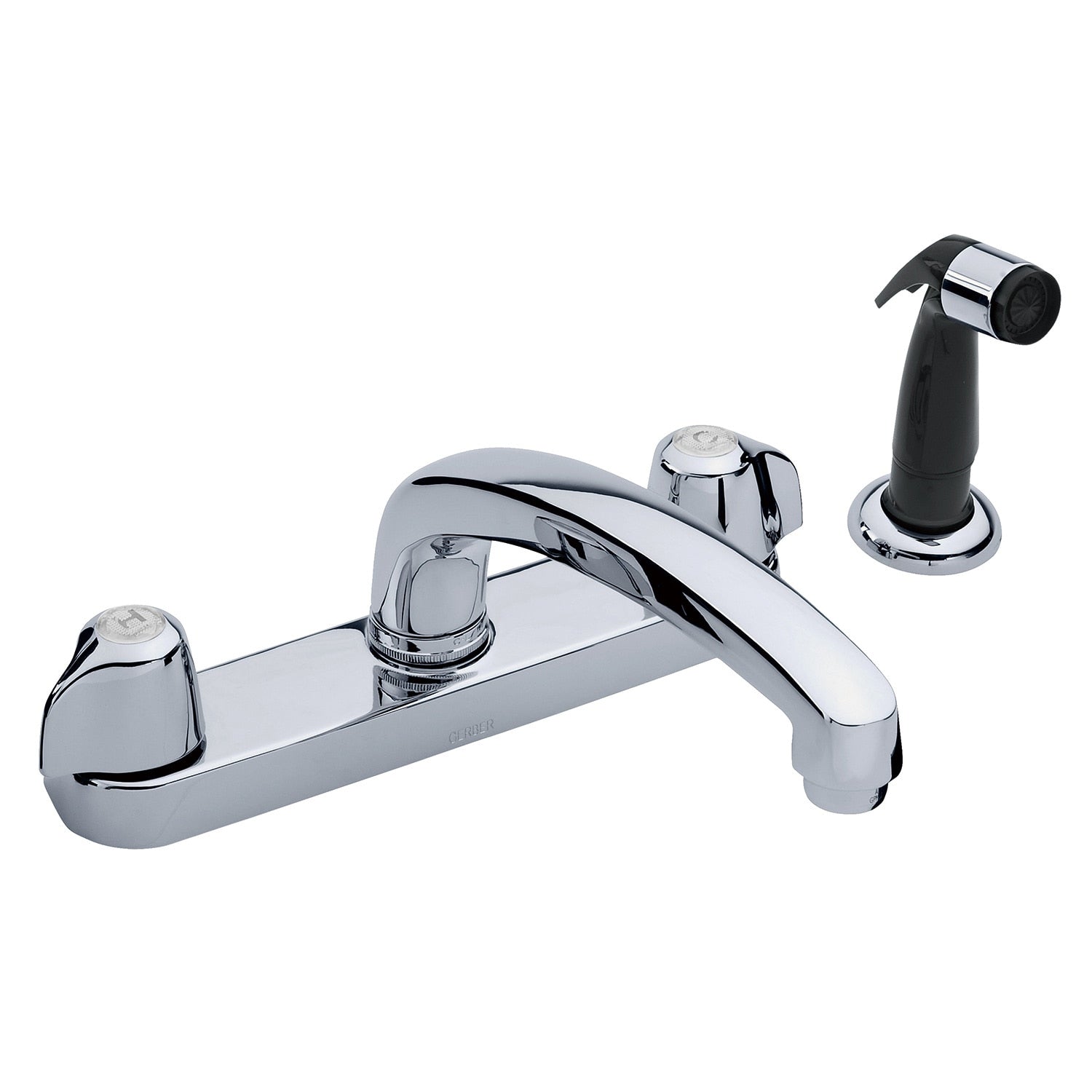Gerber Classics™ Two Handle Cover Plate Mounted Kitchen Faucet with Metal Handles and Sidespray