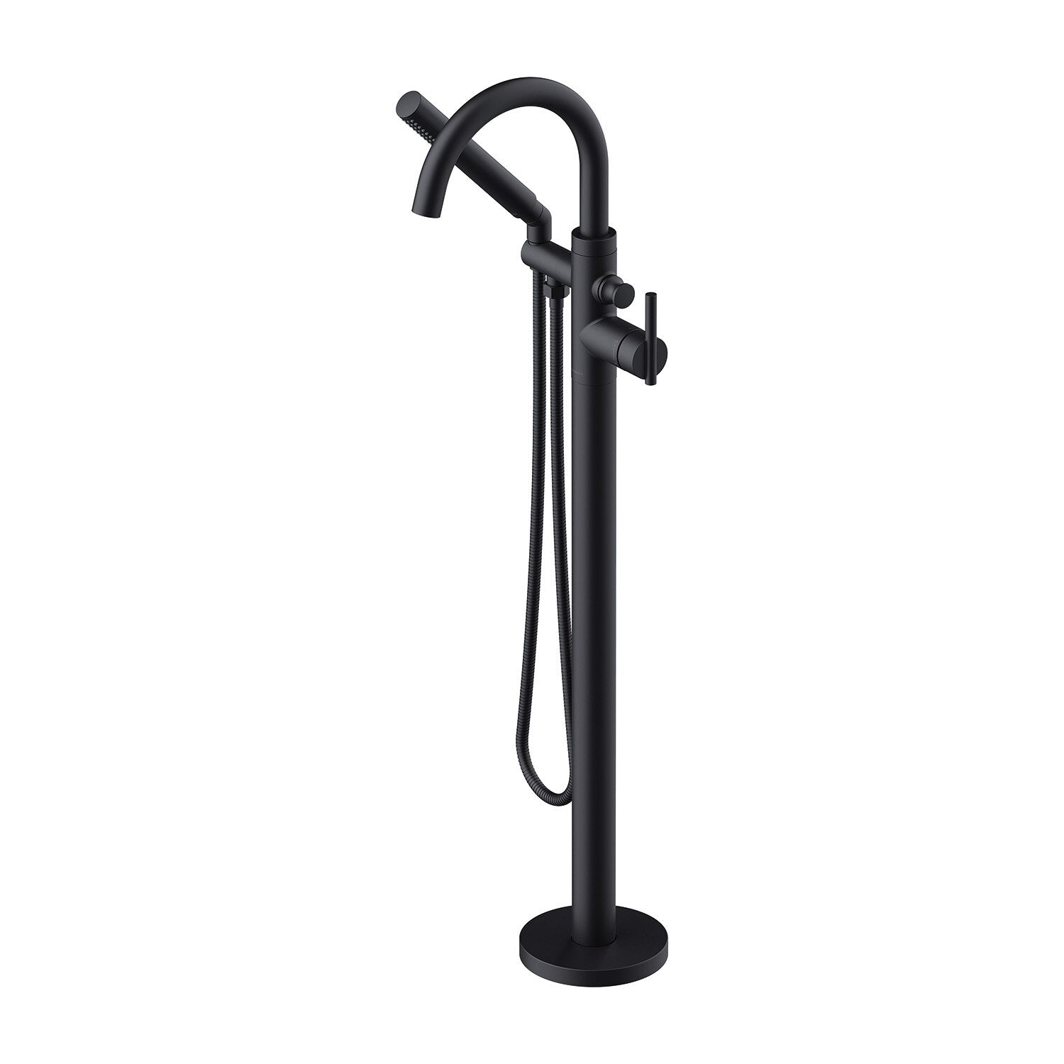 Contemporary Floor Mount Tub Filler Trim Kit with Handshower