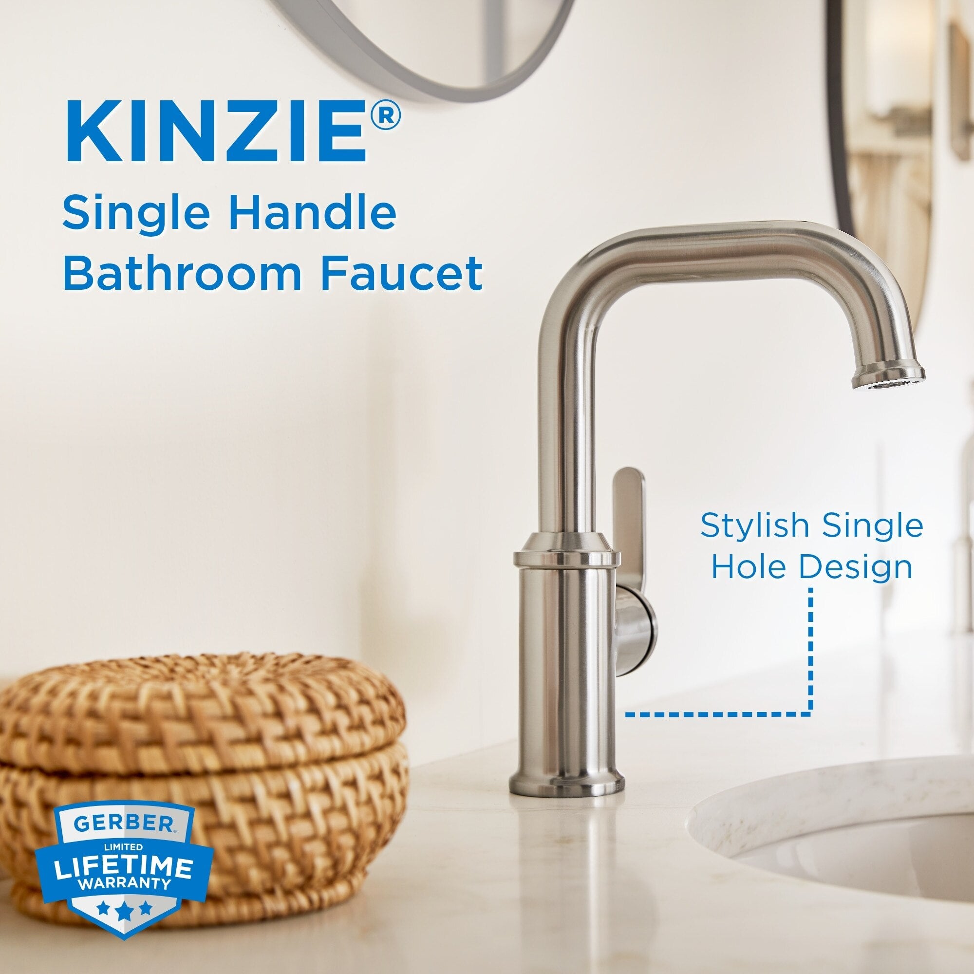 Kinzie® Single Handle Bathroom Faucet with Metal Touch-Down Drain