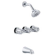 Gerber Classics™ Three Metal Fluted Handle Sliding Sleeve Escutcheon Tub & Shower Fitting with Sweat Connections & Threaded Spout