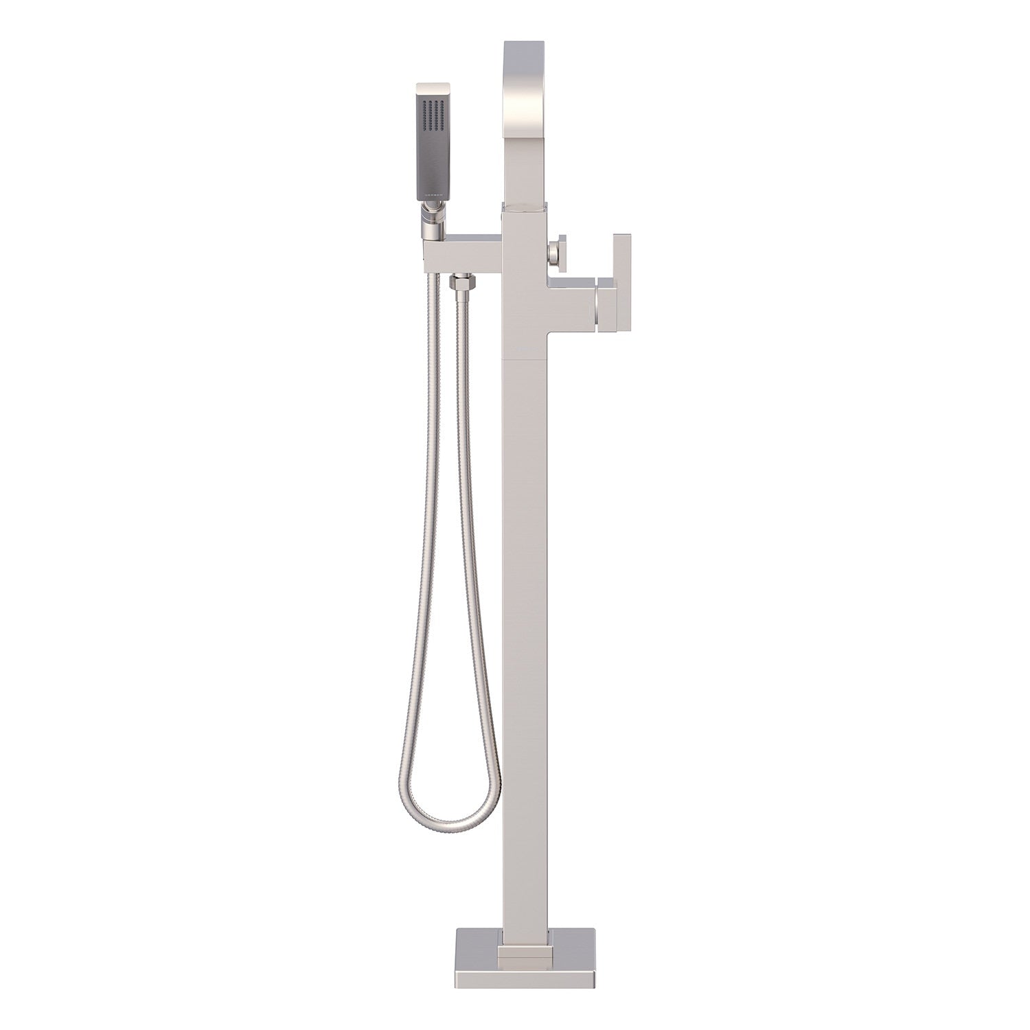 Square Floor Mount Tub Filler Trim Kit with Handshower