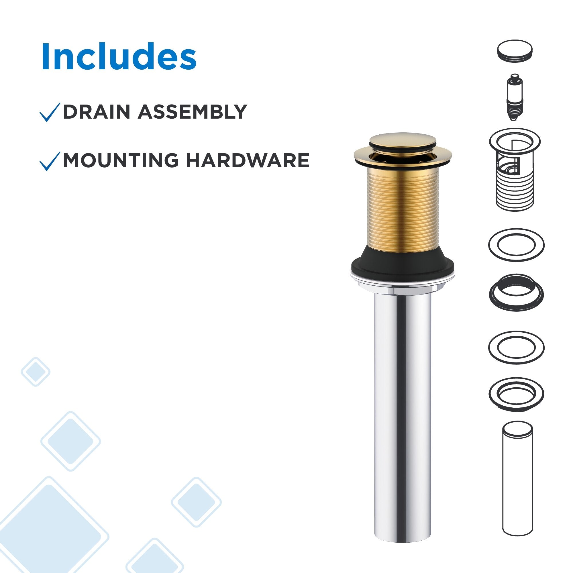 Gerber 1 1/4" Metal Touch-Down Drain Assembly without Overflow