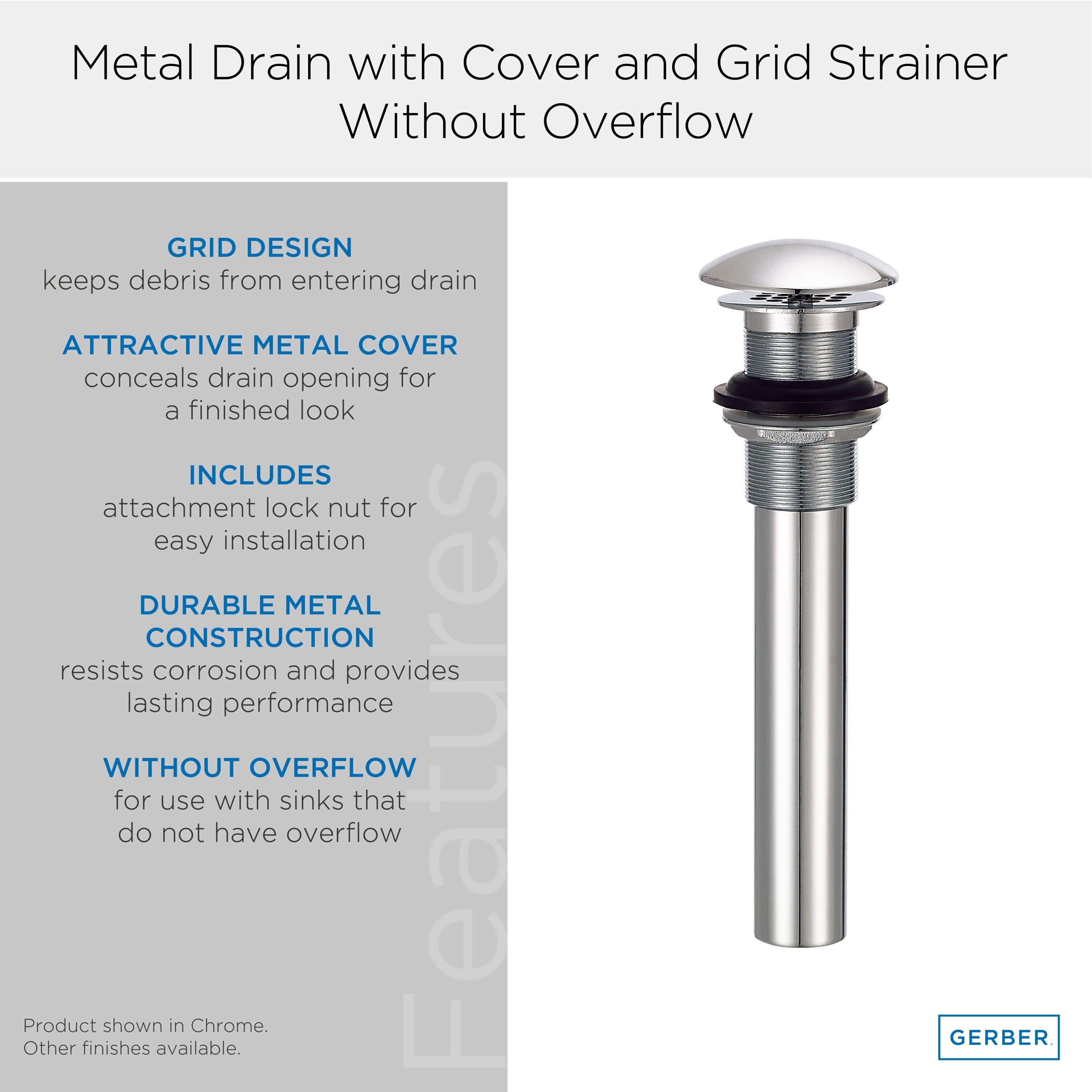 1 1/4" Drain without Overflow with Cover & Grid Strainer